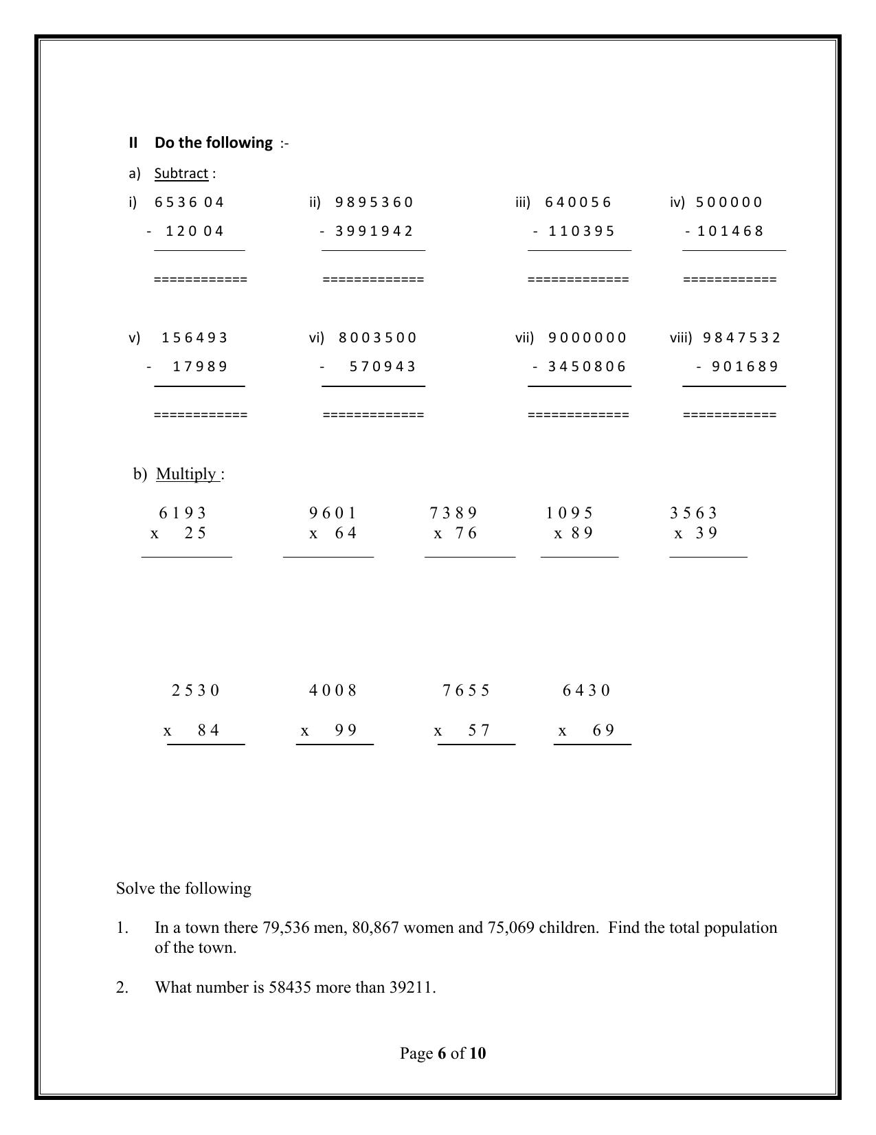 Worksheet for Class 4 Maths Assignment 98 - Page 6