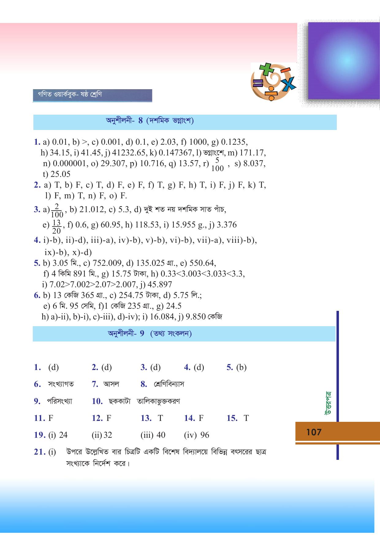 Tripura Board Class 6 Math Bengali Version Workbooks - Page 107