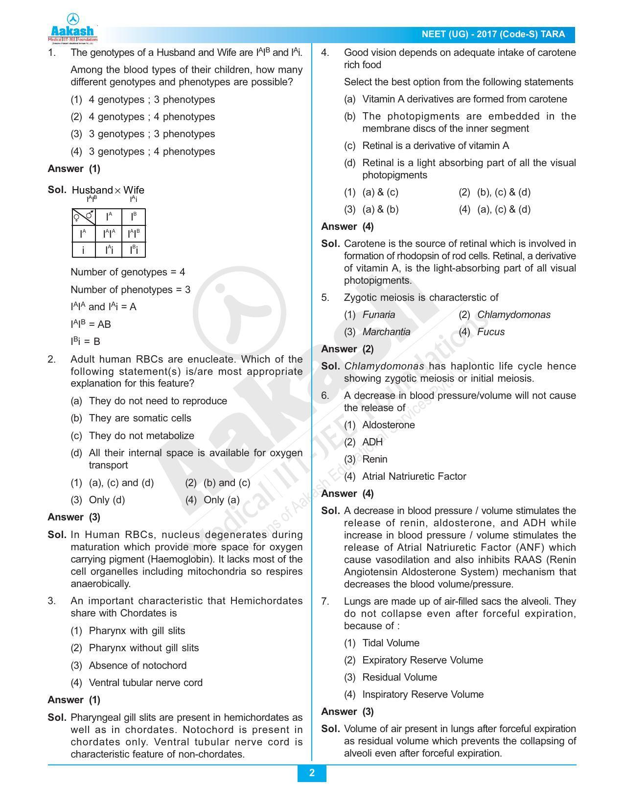  NEET Code S 2017 Answer & Solutions - Page 2