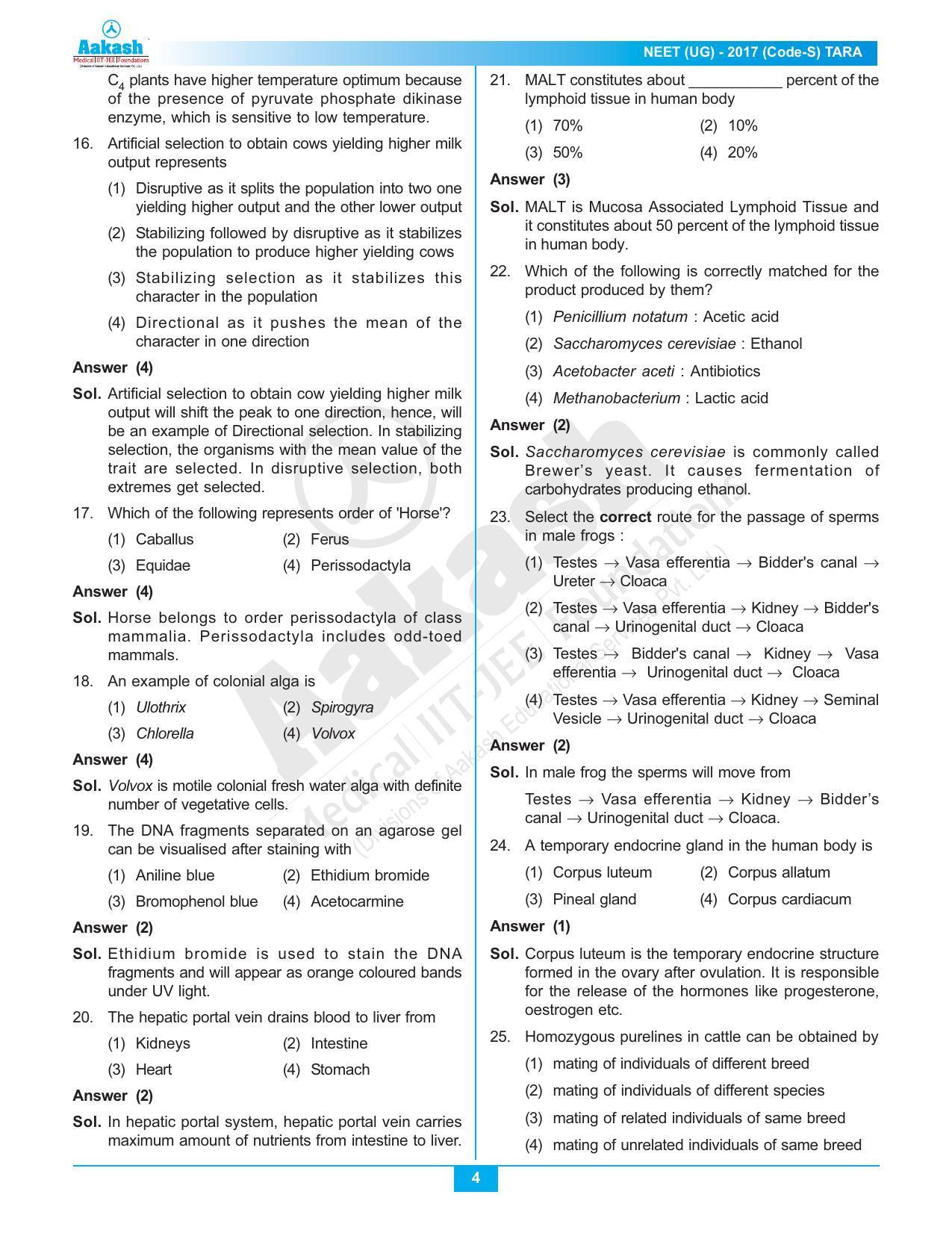  NEET Code S 2017 Answer & Solutions - Page 4