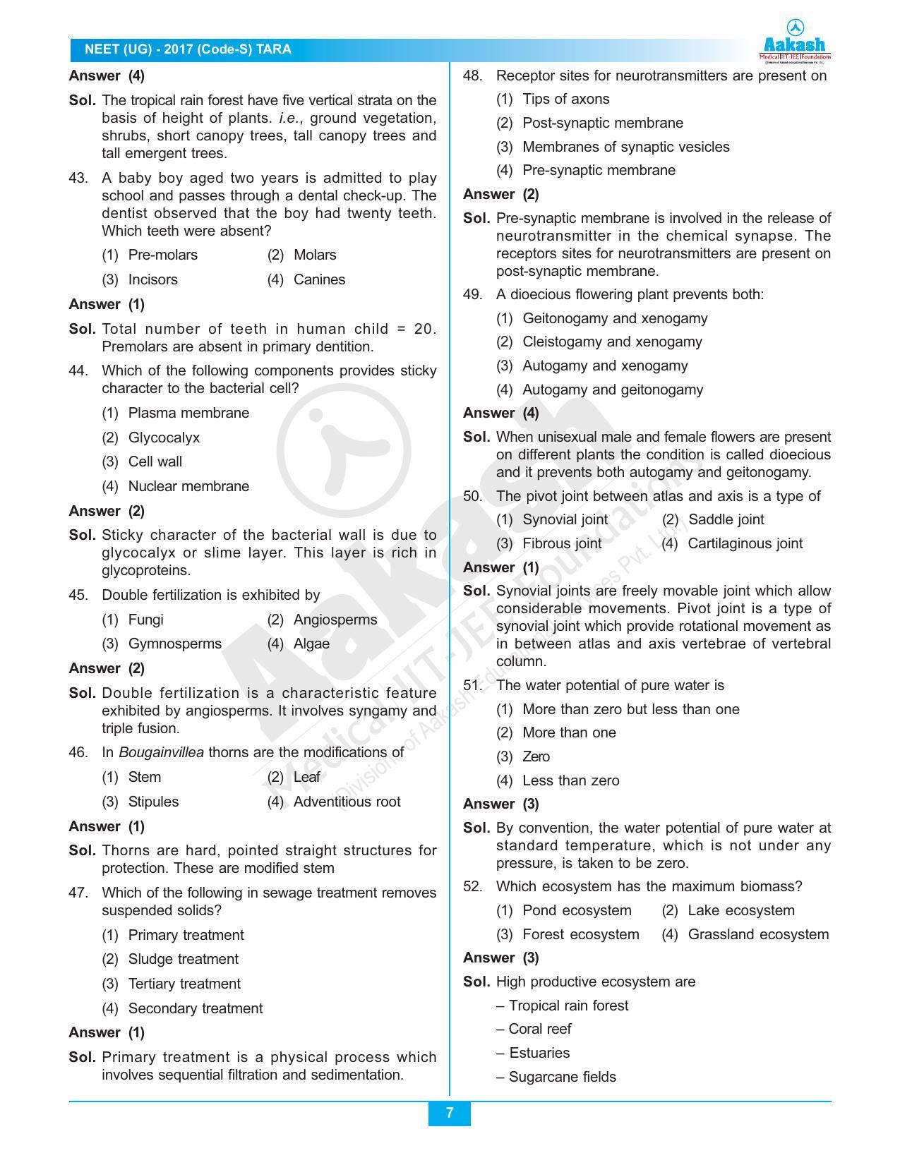  NEET Code S 2017 Answer & Solutions - Page 7