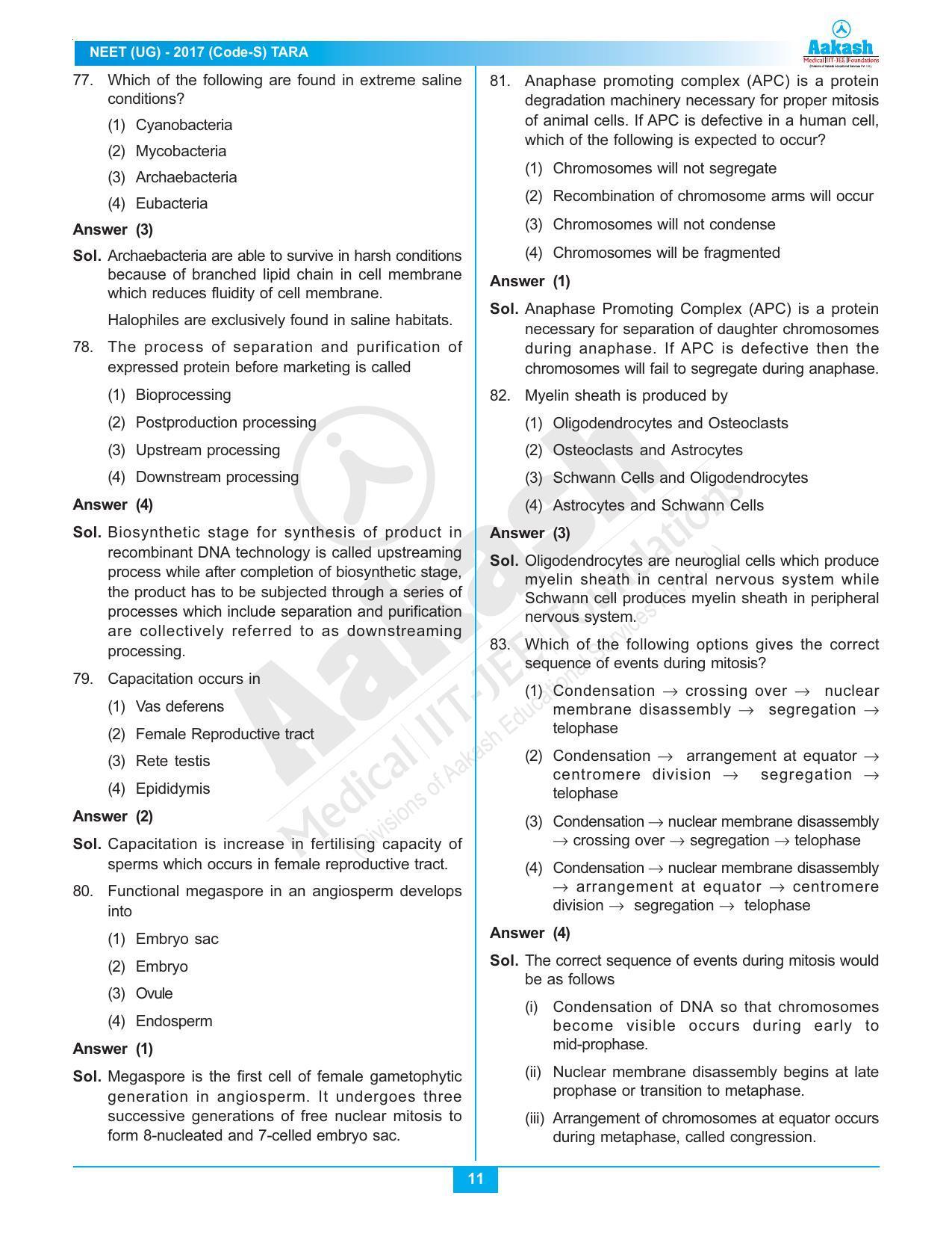  NEET Code S 2017 Answer & Solutions - Page 11