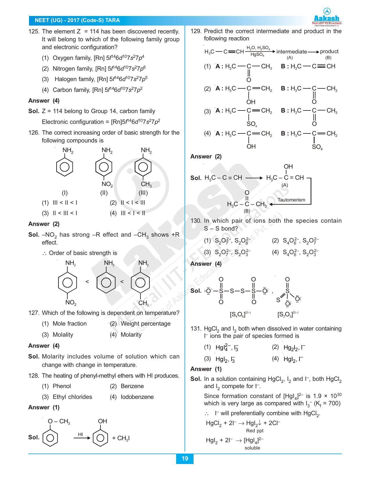  NEET Code S 2017 Answer & Solutions - Page 19