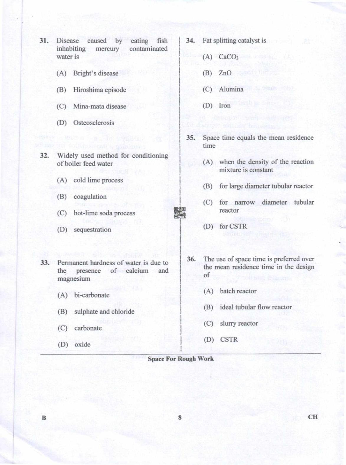 Karnataka PGCET 2019 Chemical Engineering Question Paper - Page 8
