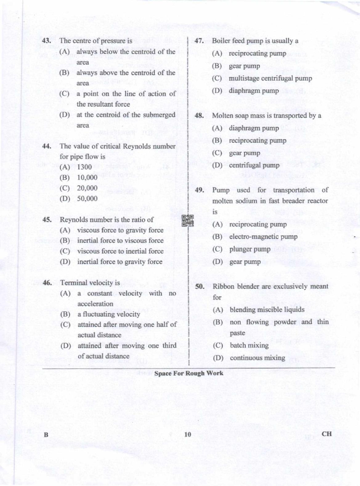 Karnataka PGCET 2019 Chemical Engineering Question Paper - Page 10