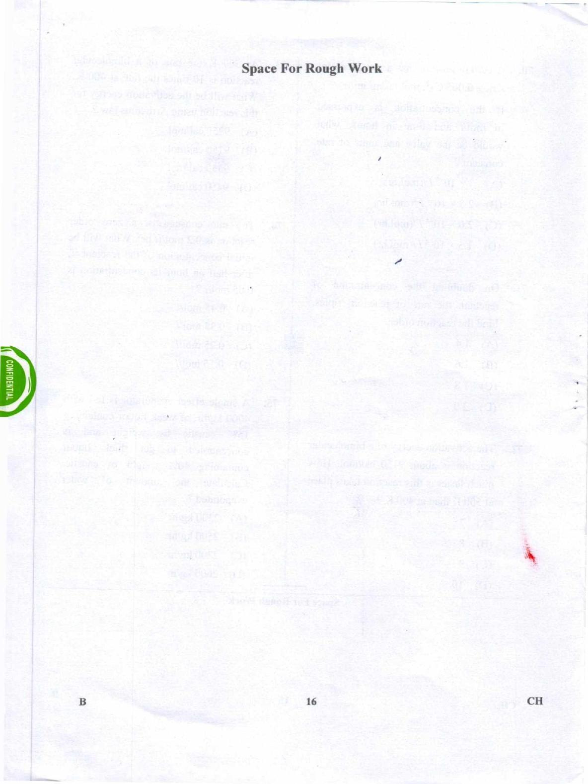 Karnataka PGCET 2019 Chemical Engineering Question Paper - Page 16