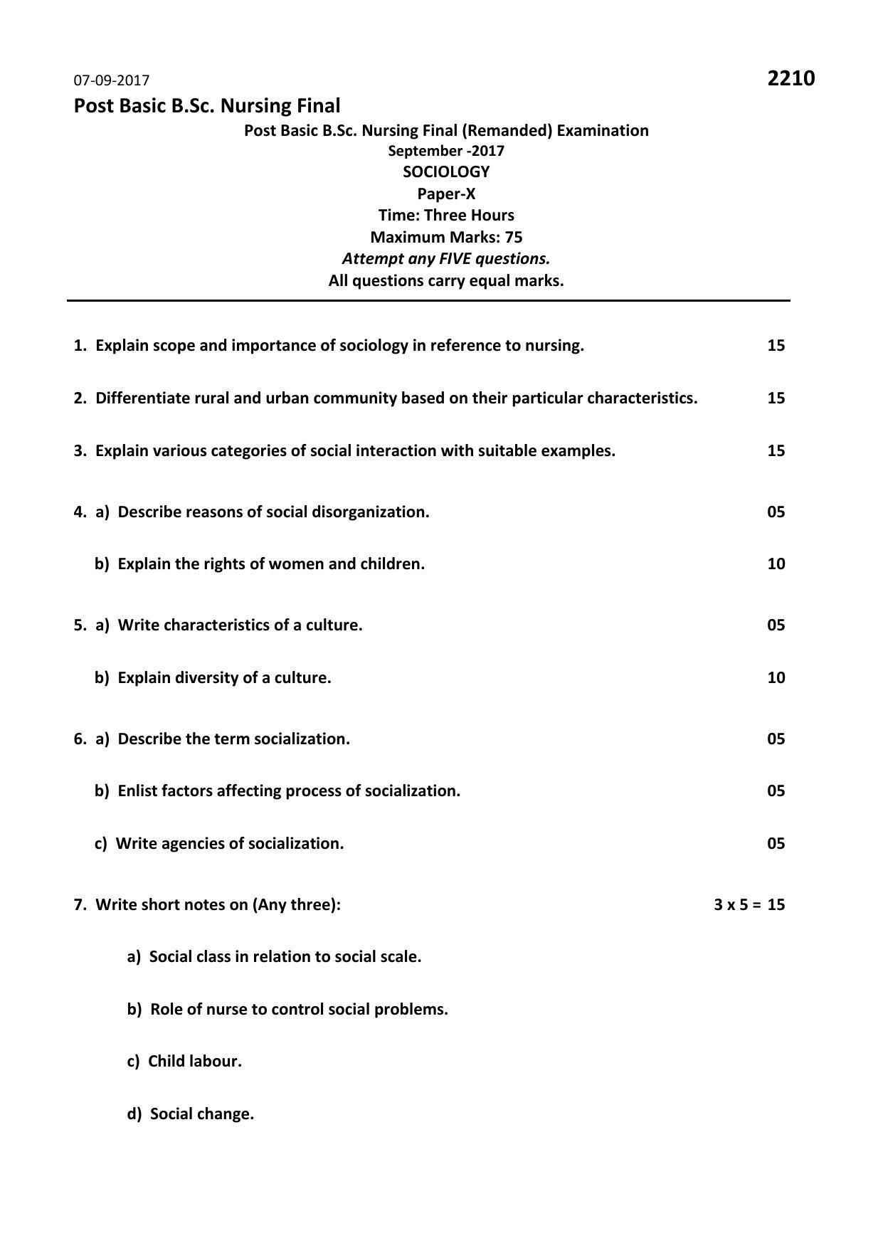RUHS Post Basic B.Sc Nursing Final (Remanded) 2017 Question Paper - Page 5