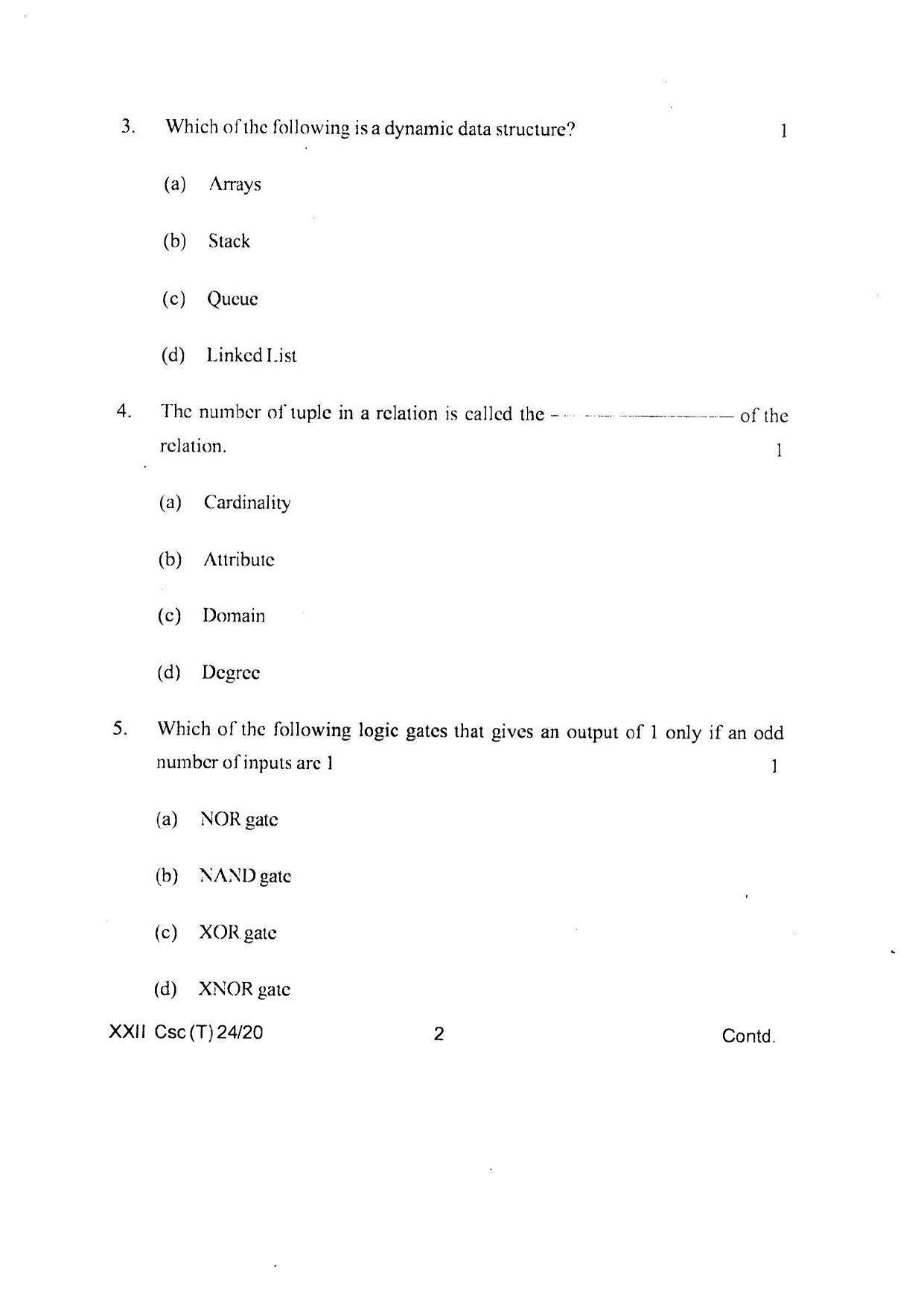 COHSEM Class 12 Computer Science Question Papers 2020 - Page 2