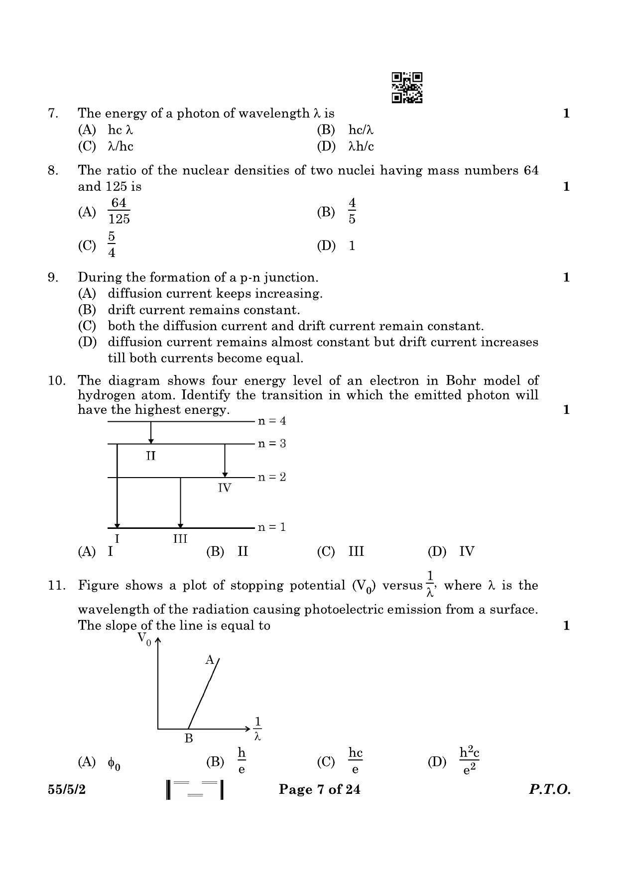 CBSE Class 12 55-5-2 Physics 2023 Question Paper - Page 7