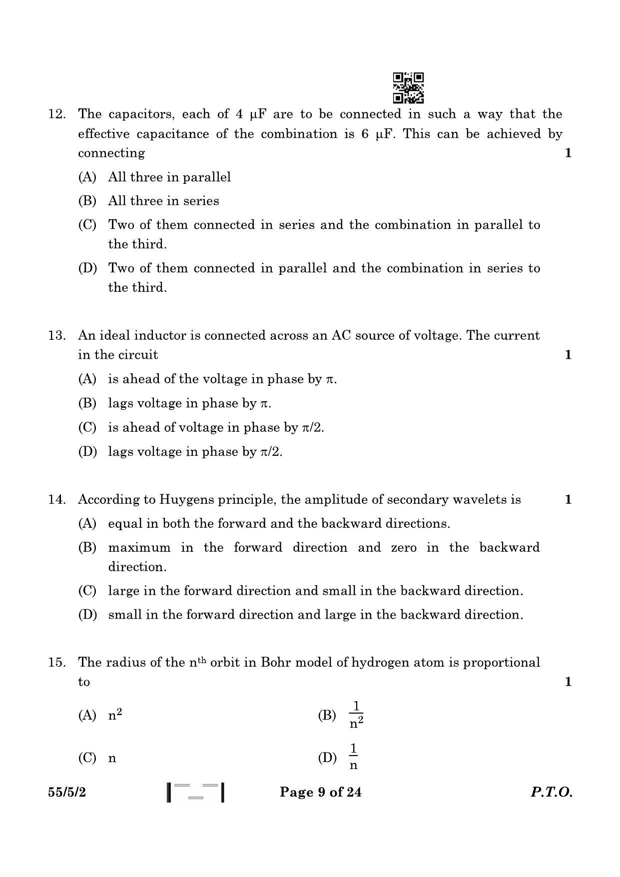 CBSE Class 12 55-5-2 Physics 2023 Question Paper - Page 9