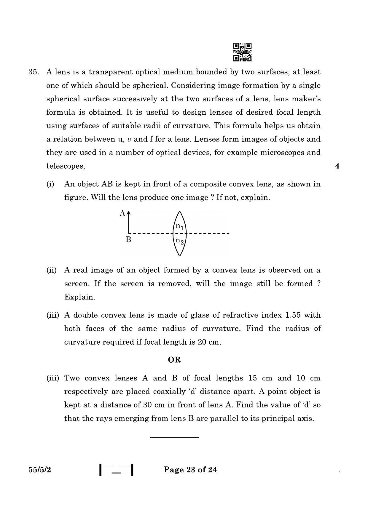 CBSE Class 12 55-5-2 Physics 2023 Question Paper - Page 23