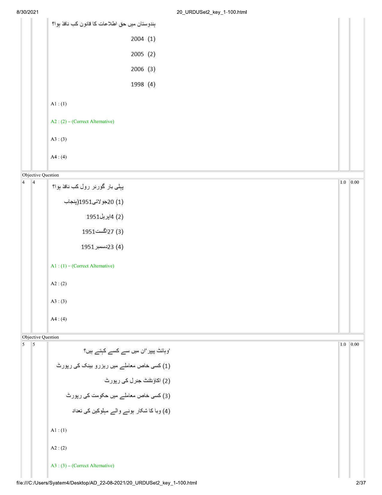 IIMC Journalism (PG Diploma) 2021 Urdu Question Paper - Page 2