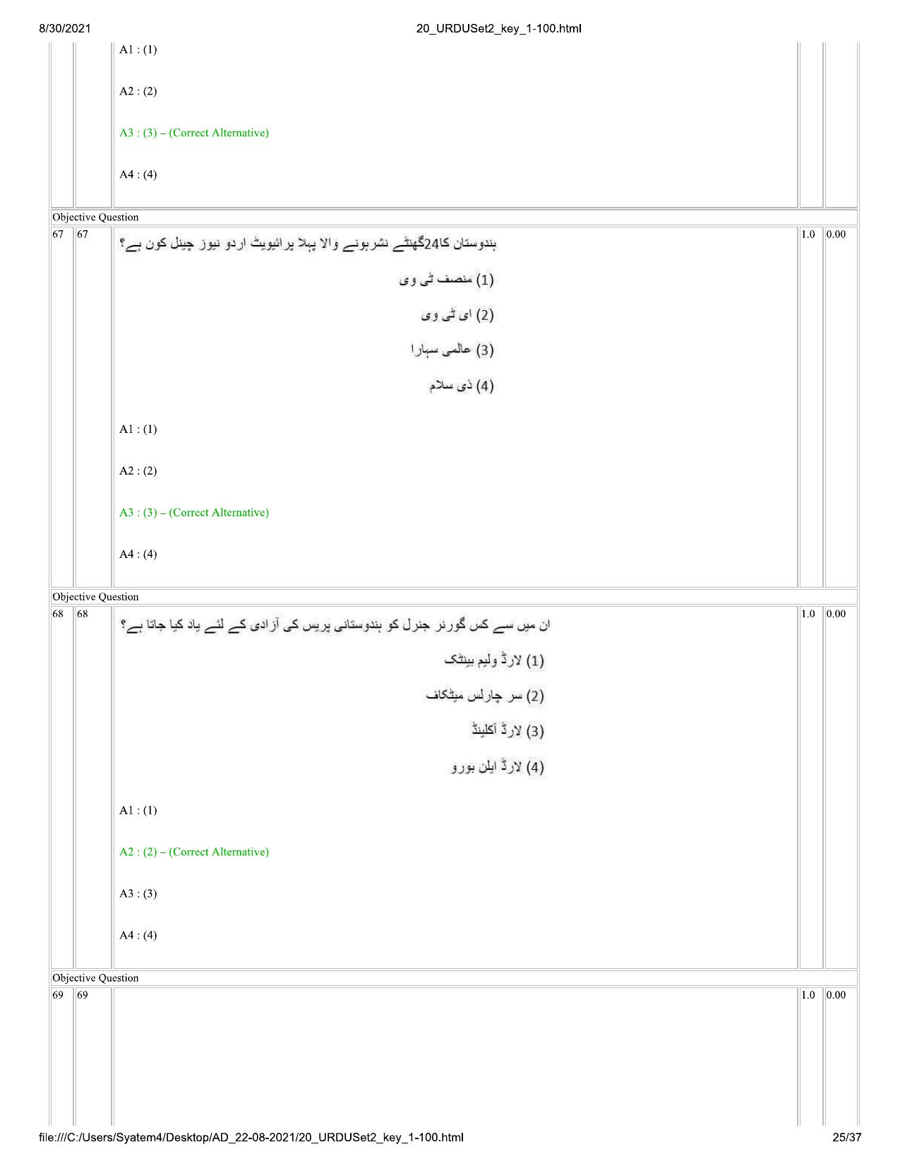 IIMC Journalism (PG Diploma) 2021 Urdu Question Paper - Page 25