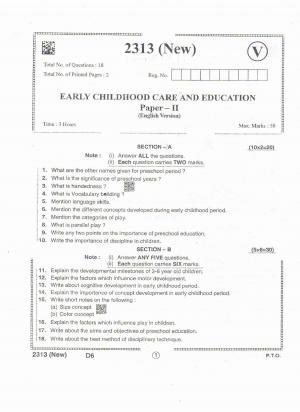 AP Intermediate 2nd Year Vocational Question Paper September-2021- Early_Childhood_Care&Education-II