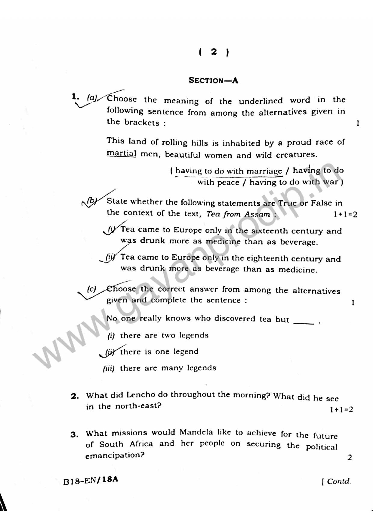 SEBA HSLC English Question Paper 2018 - Page 2