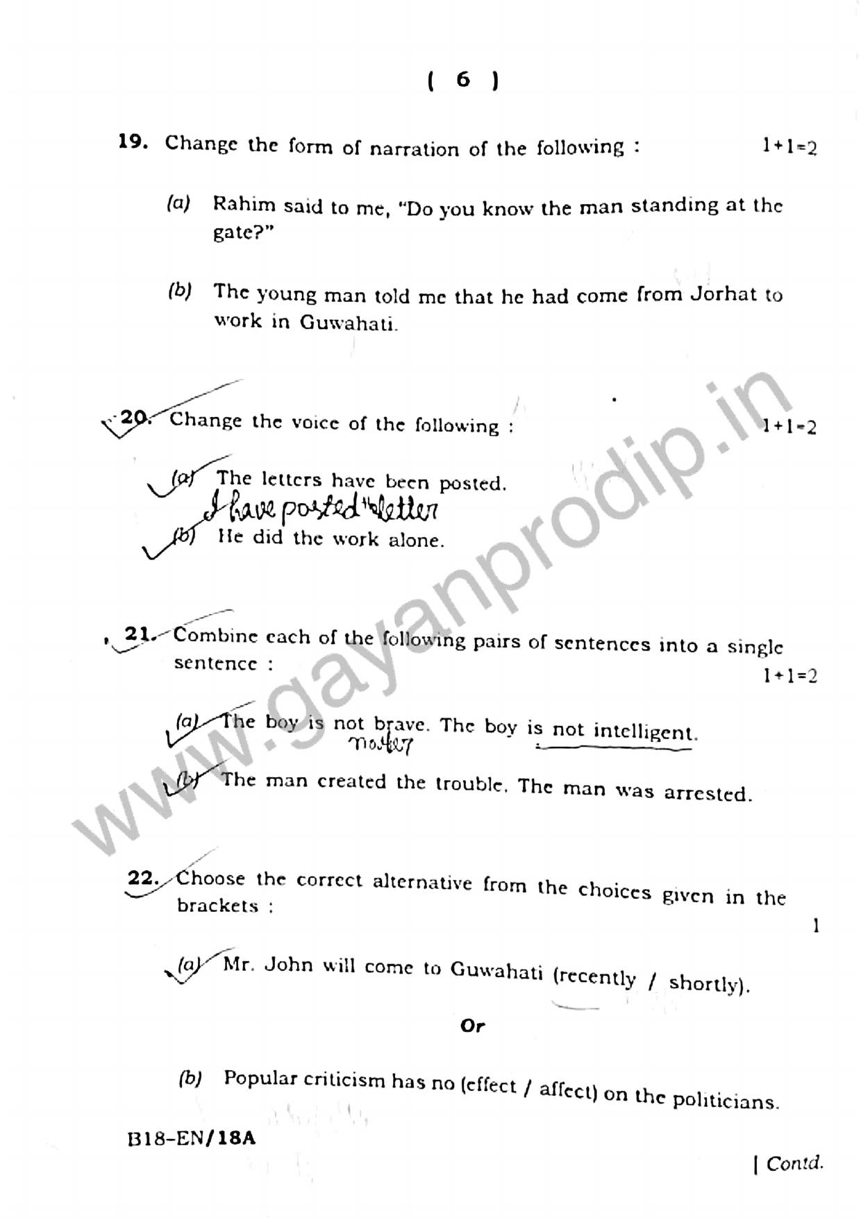 SEBA HSLC English Question Paper 2018 - Page 6