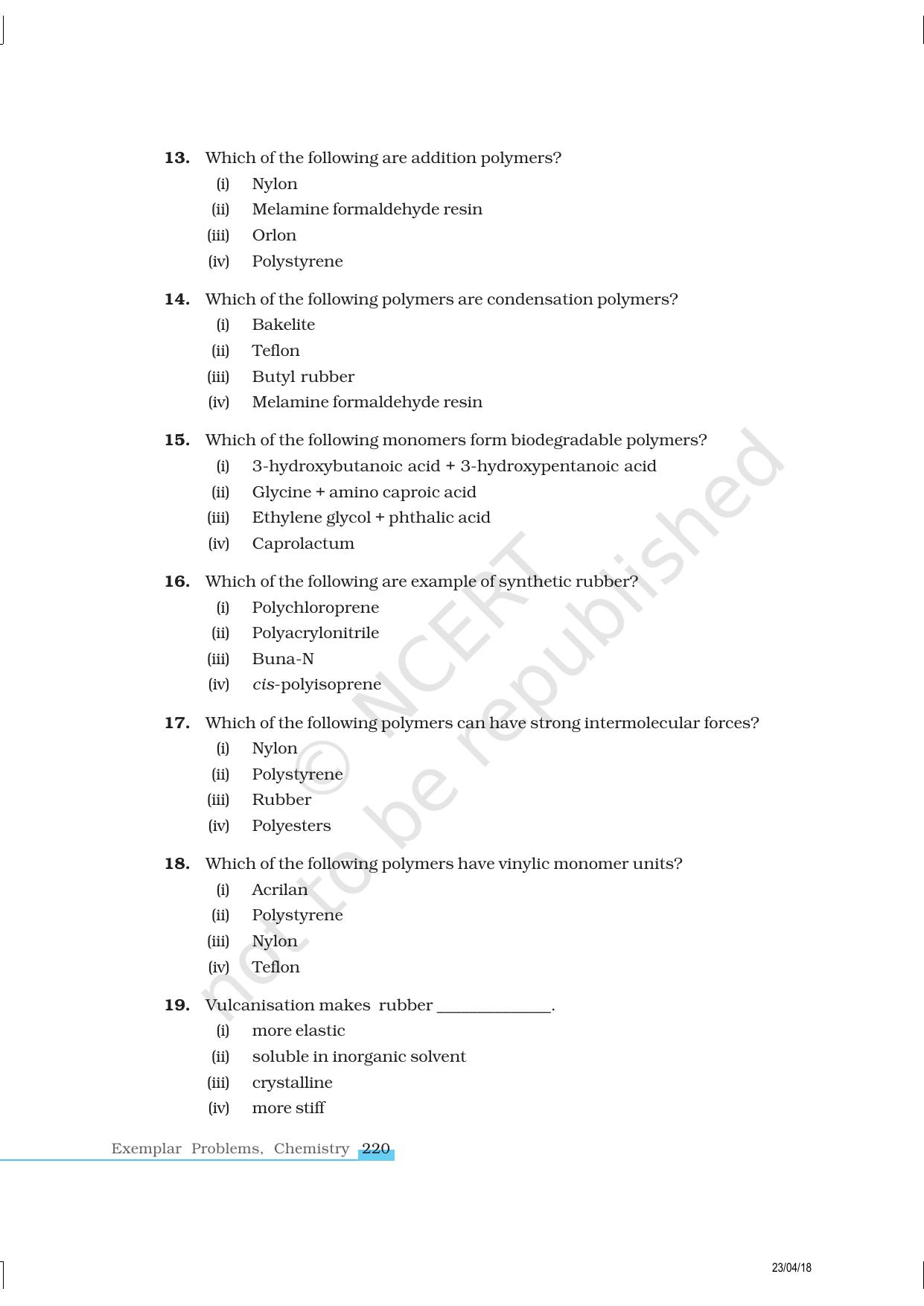 NCERT Exemplar Class 12: Chemistry - Polymers - Page 4