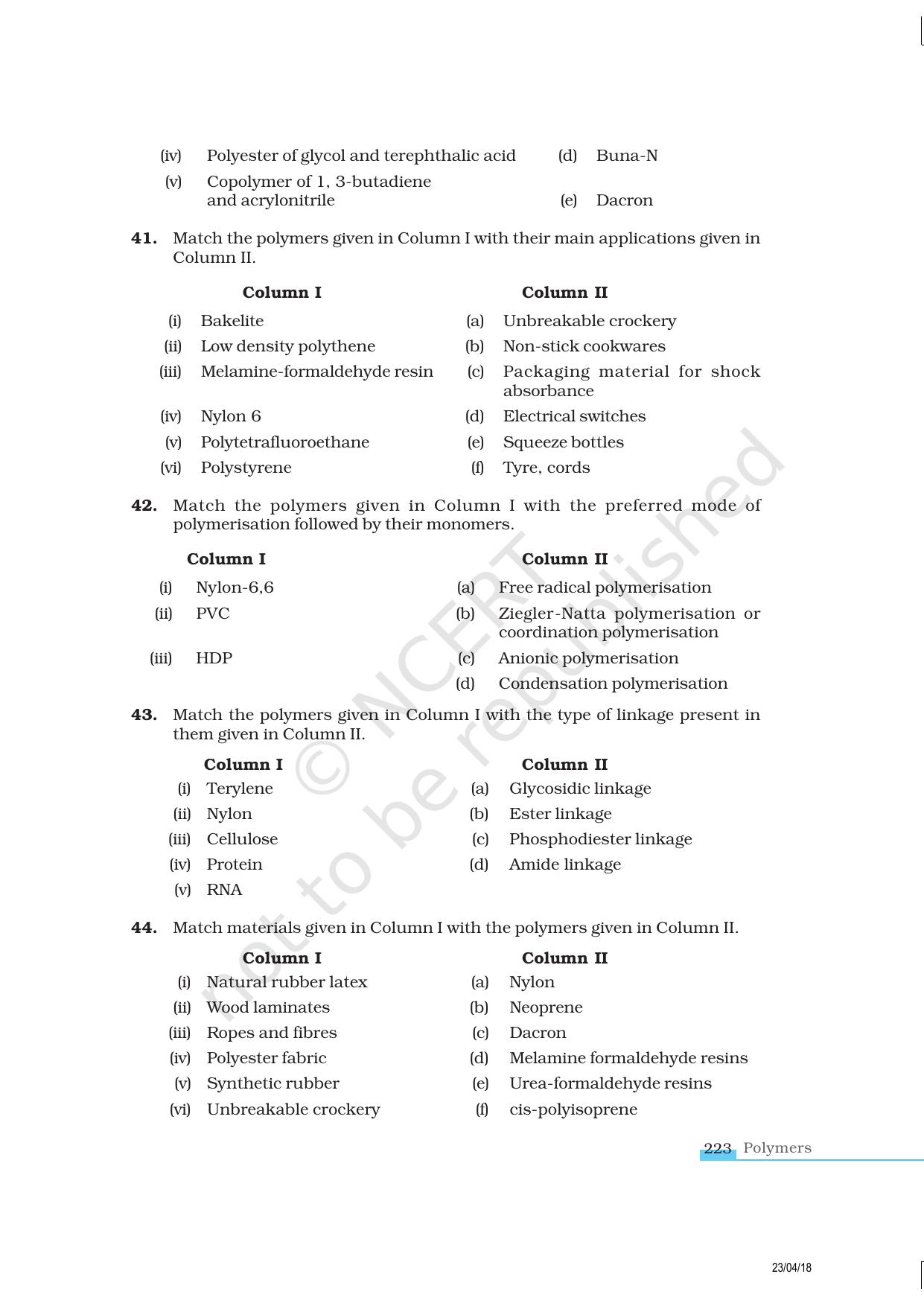 NCERT Exemplar Class 12: Chemistry - Polymers - Page 7