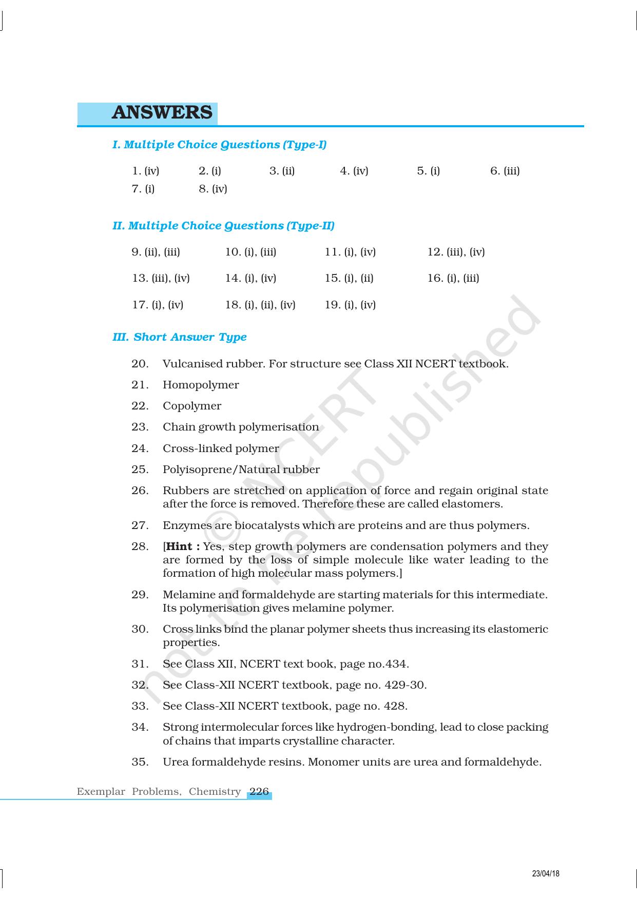 NCERT Exemplar Class 12: Chemistry - Polymers - Page 10
