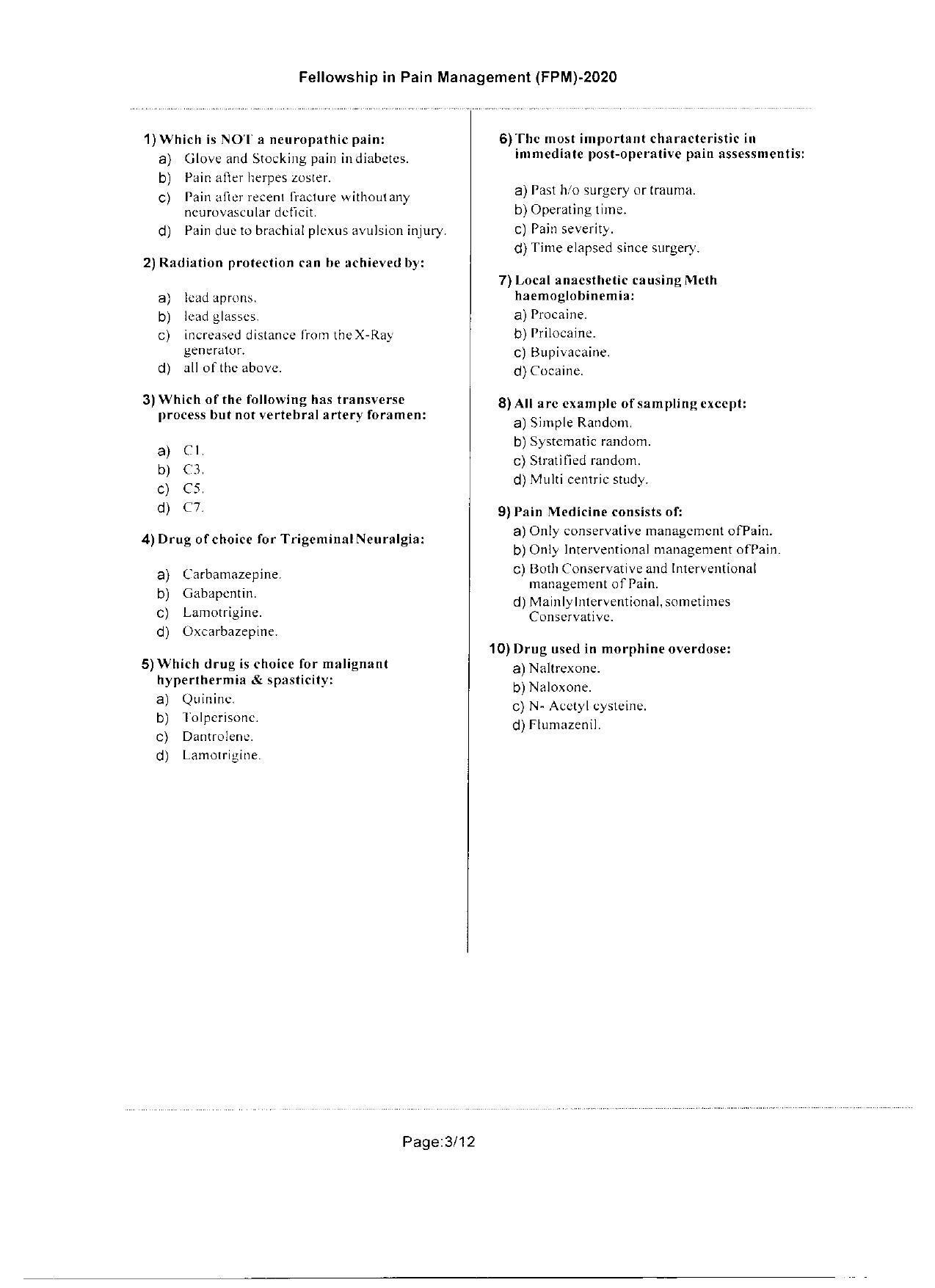 WBJEEB JEMAS (PG) 2020 FPM Question Paper - Page 3
