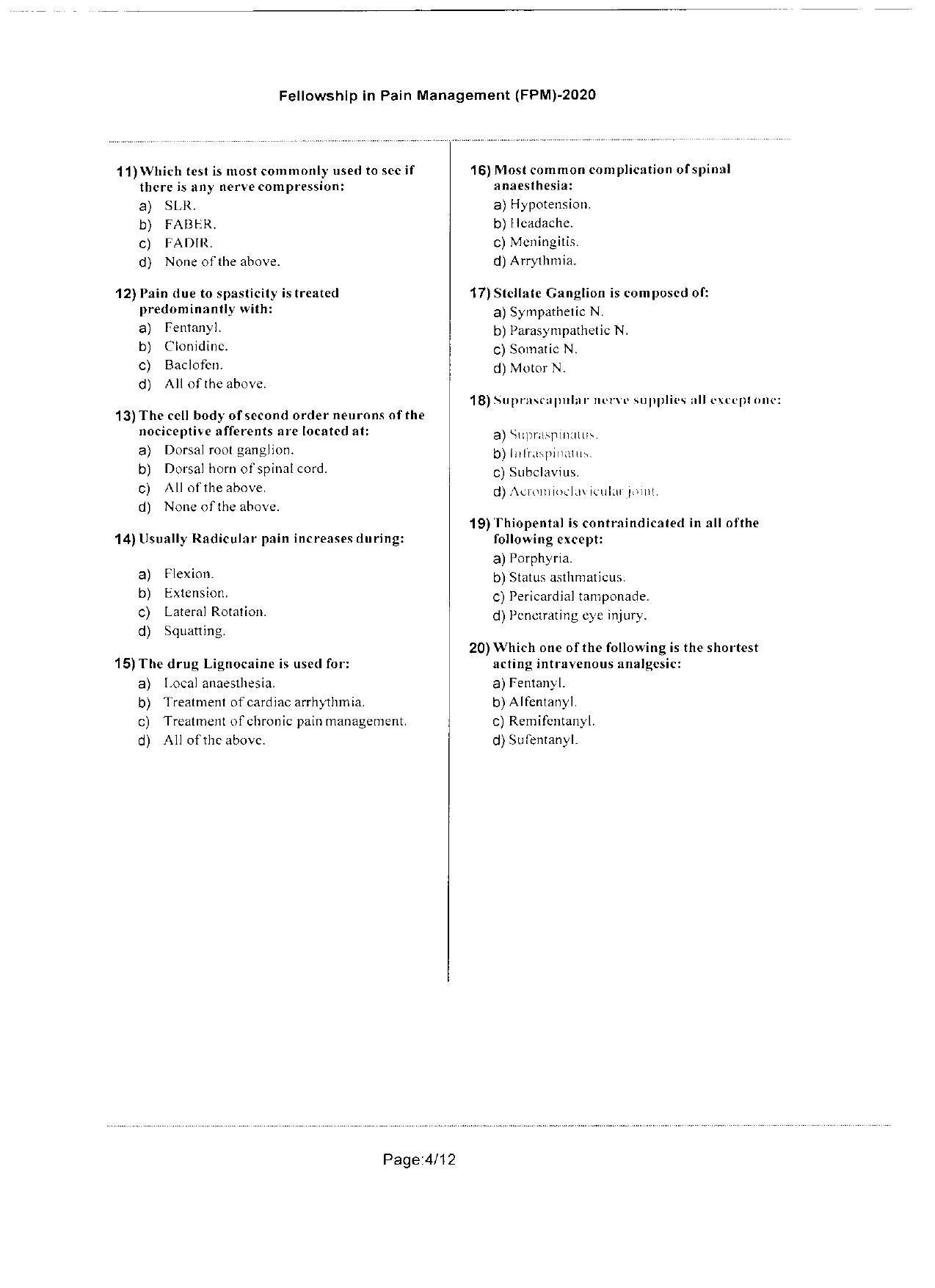 WBJEEB JEMAS (PG) 2020 FPM Question Paper - Page 4