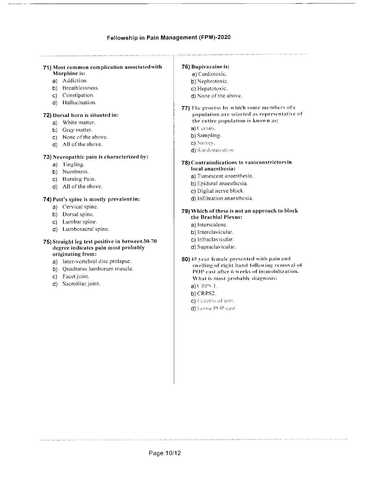 WBJEEB JEMAS (PG) 2020 FPM Question Paper - Page 10