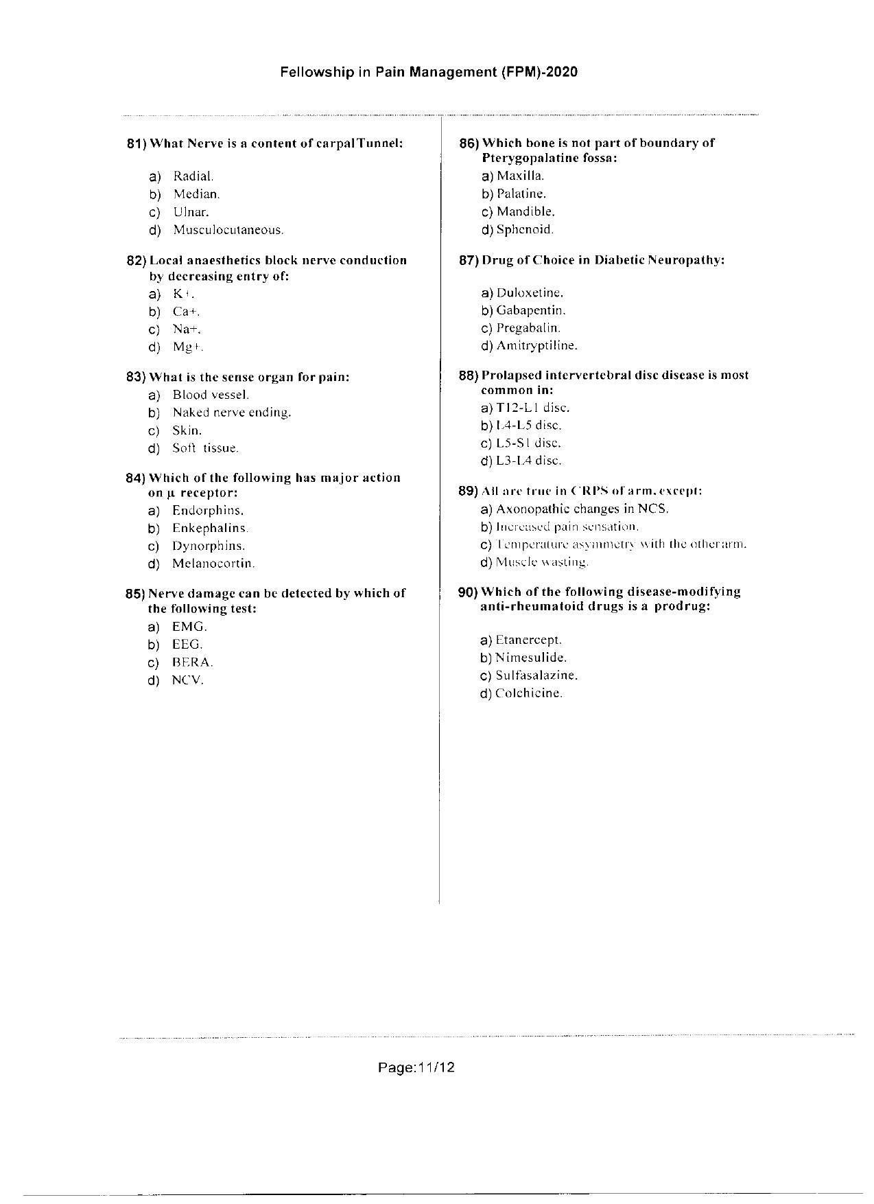 WBJEEB JEMAS (PG) 2020 FPM Question Paper - Page 11