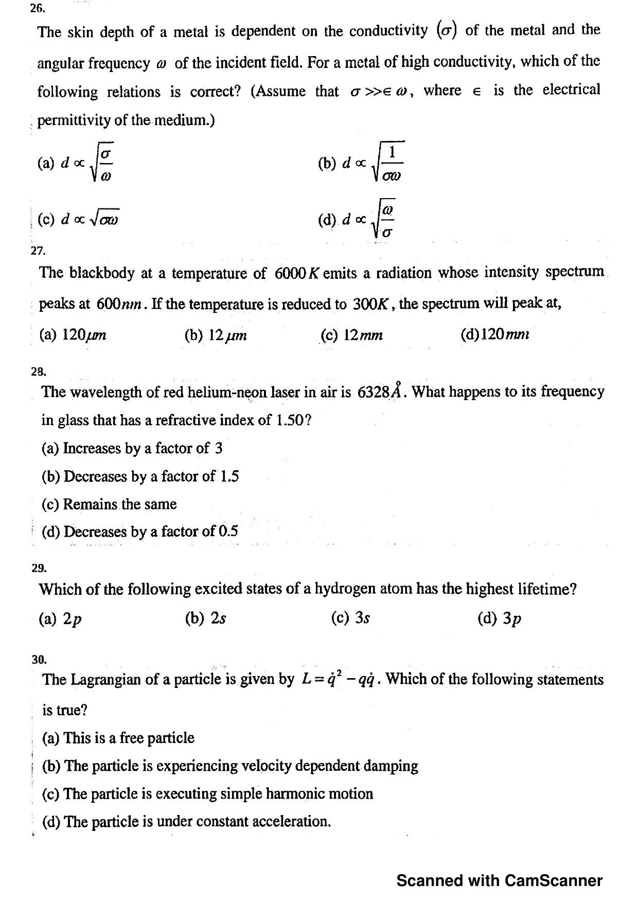 JEST 2015 Physics Question Paper with  Answer key - Page 8