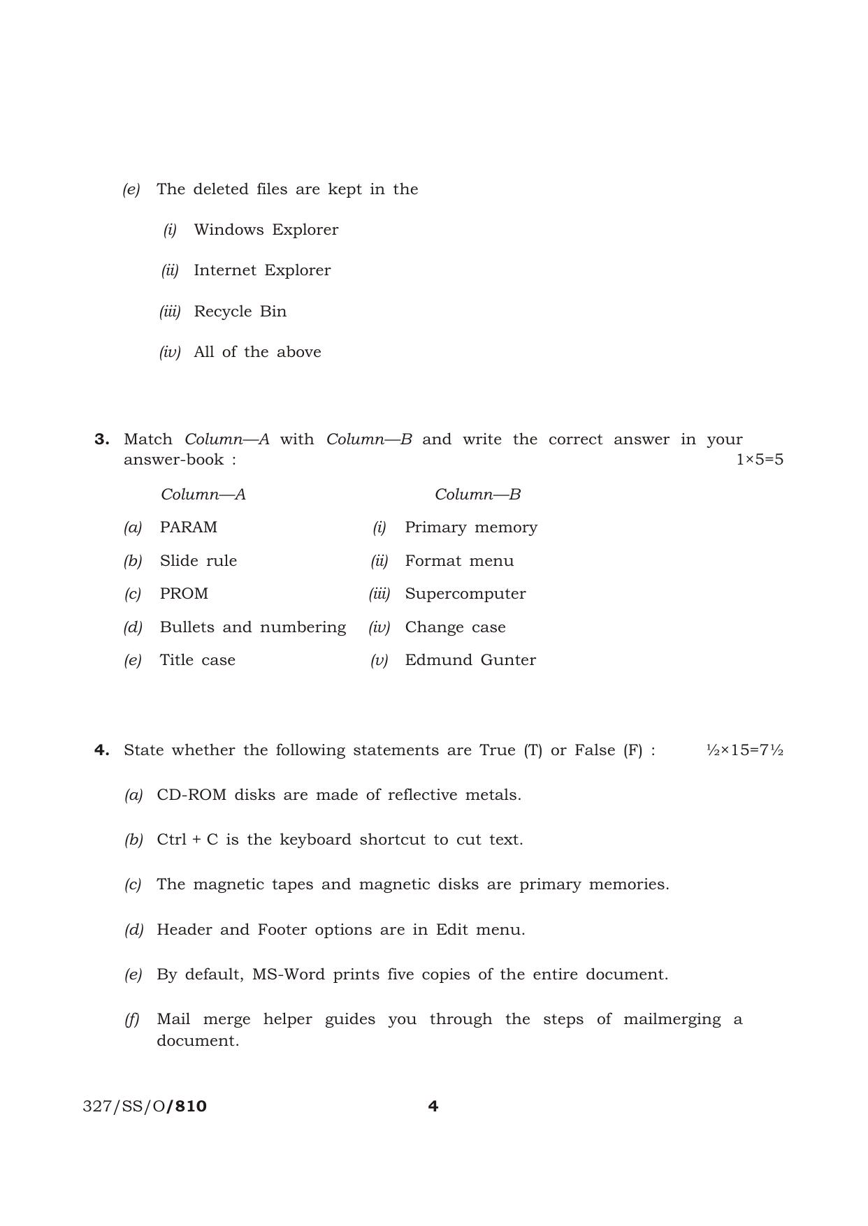 NIOS October 2014 Class 12 Word Processing Question Paper - Page 4