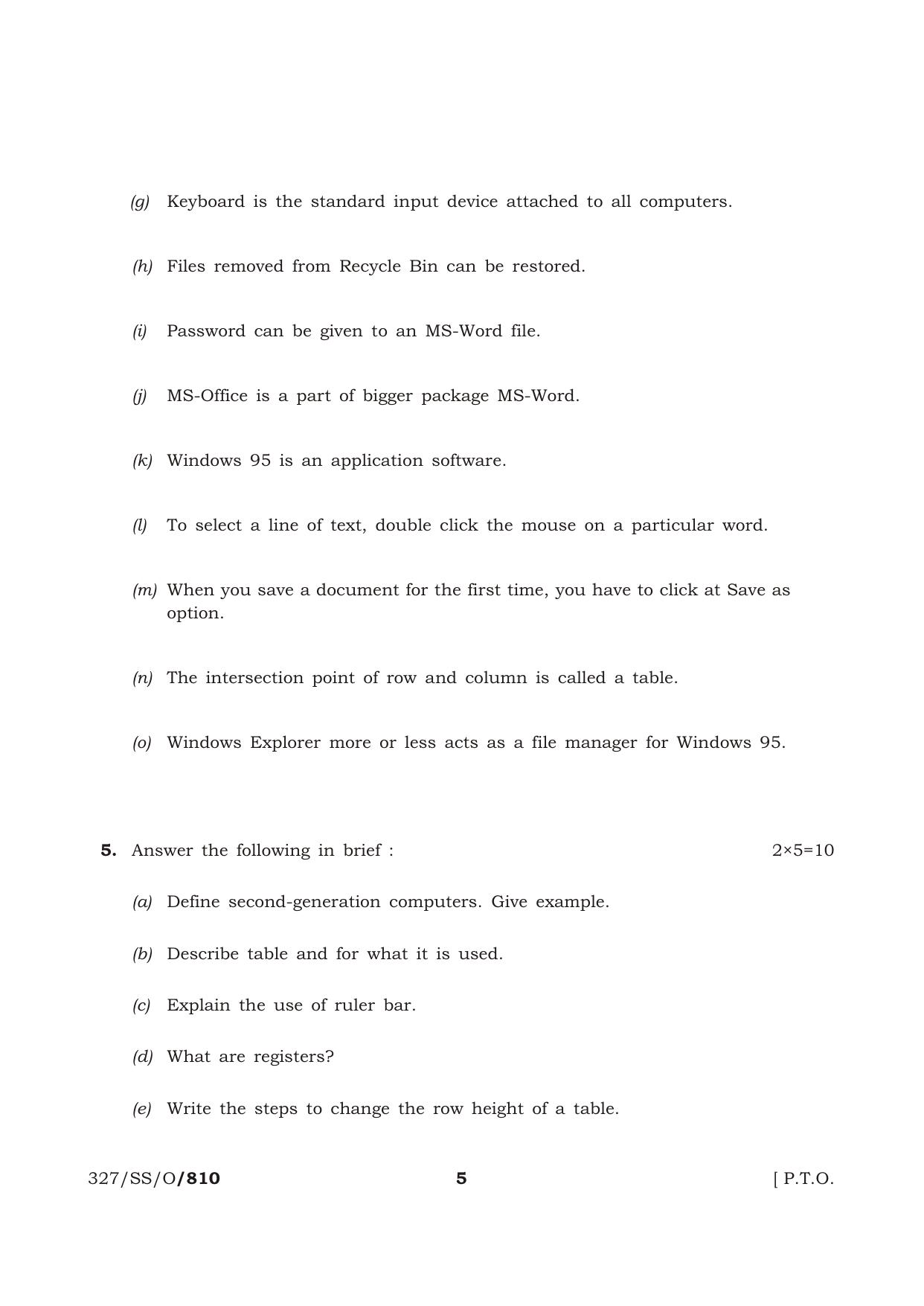NIOS October 2014 Class 12 Word Processing Question Paper - Page 5