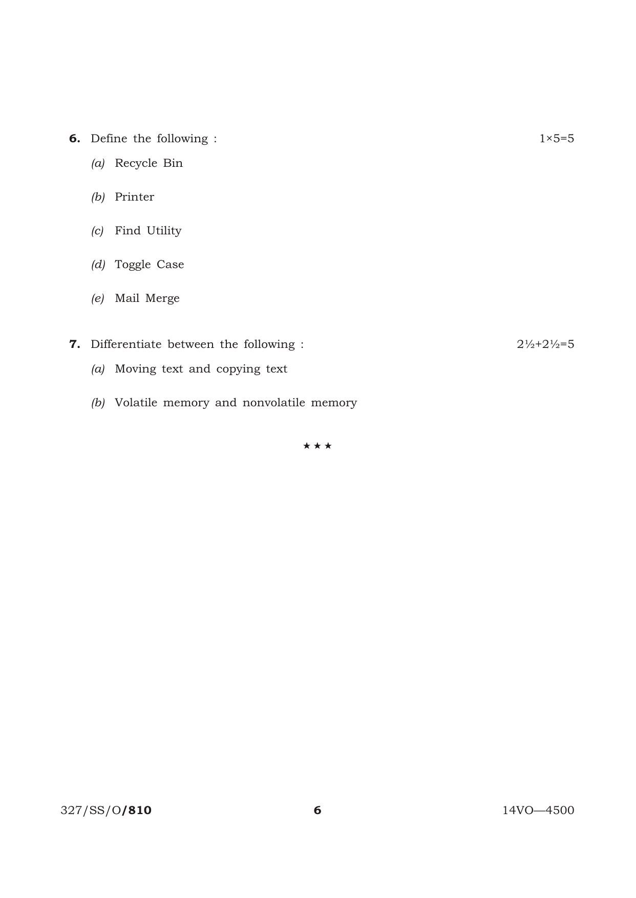 NIOS October 2014 Class 12 Word Processing Question Paper - Page 6