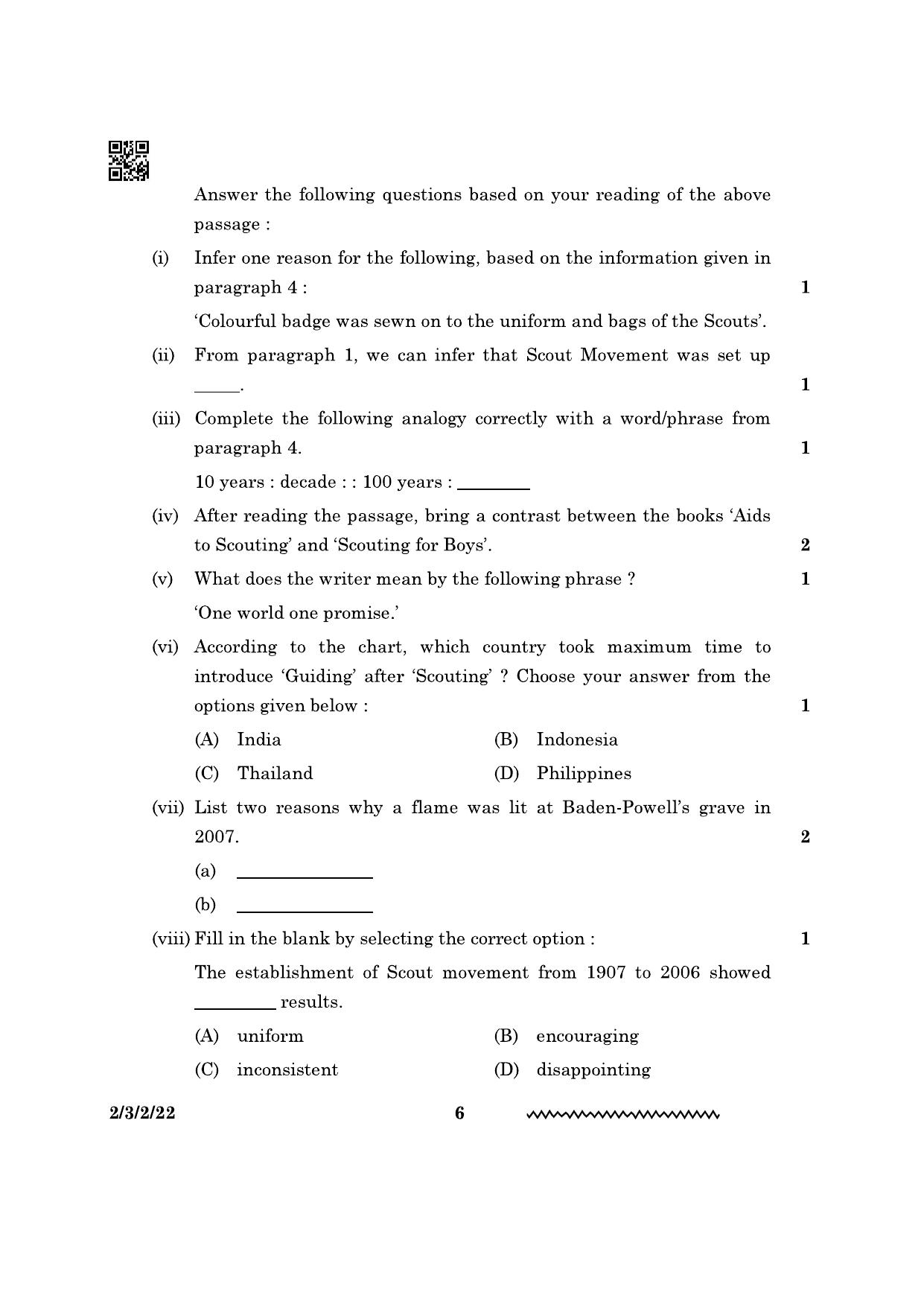 CBSE Class 10 2-3-2 English Literature 2024 Question Paper - Page 6