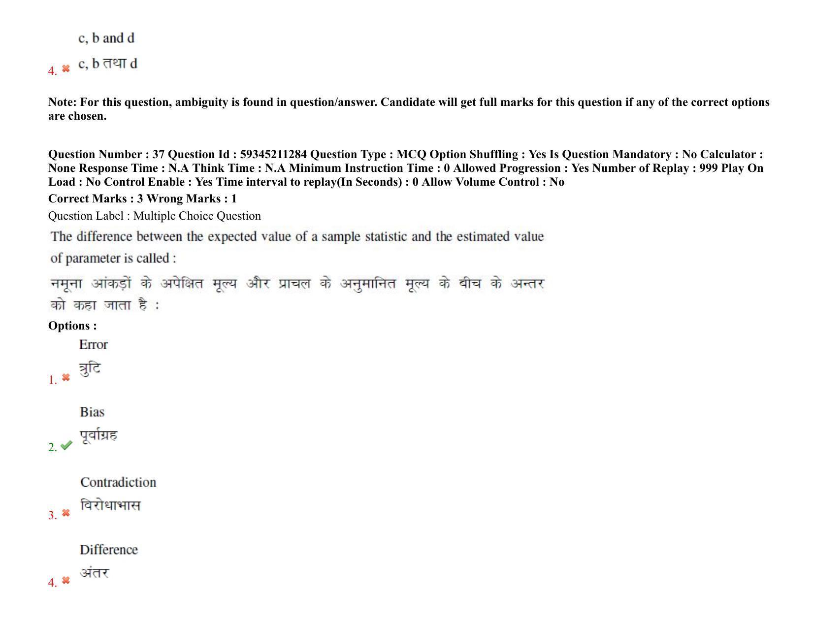BHU RET Biophysics 2021 Question Paper - Page 32