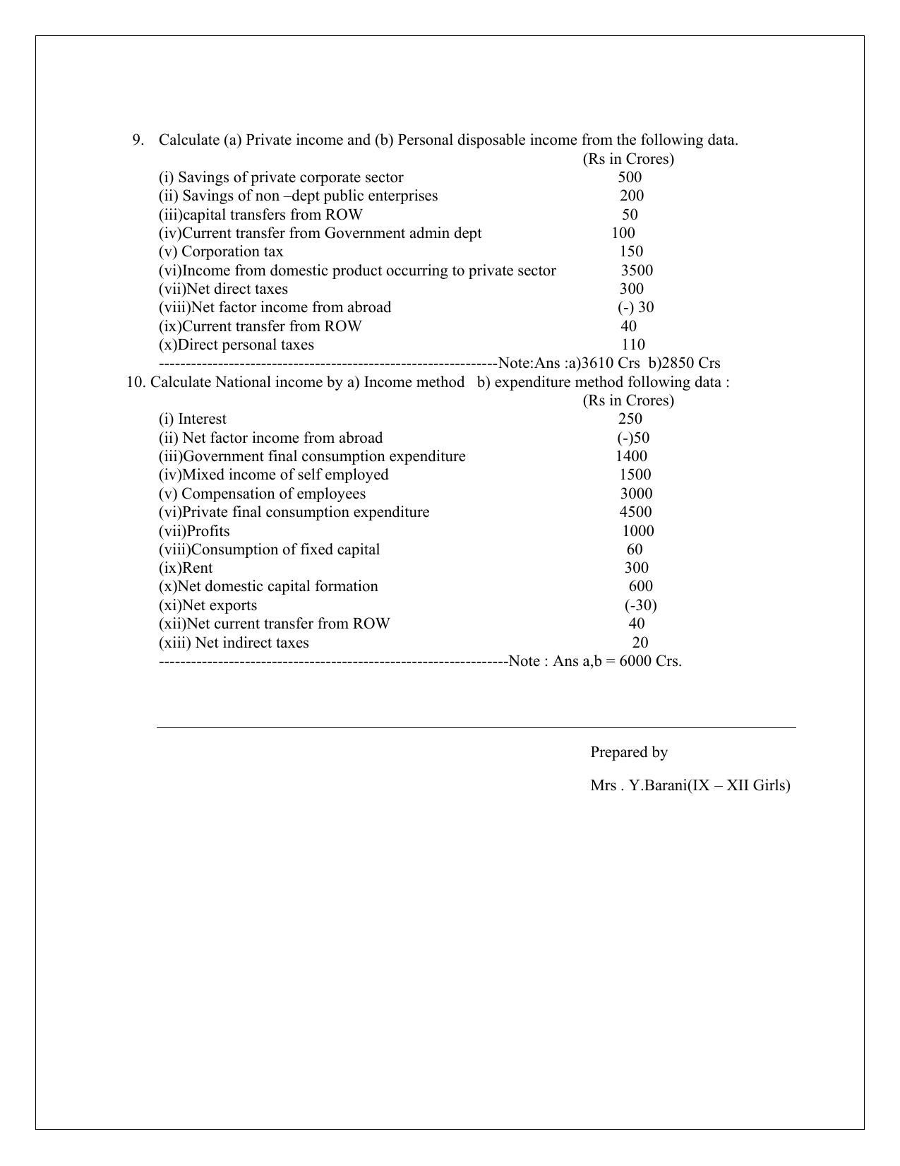 CBSE Class 12 Economics Revision Sheet 5 - Page 3