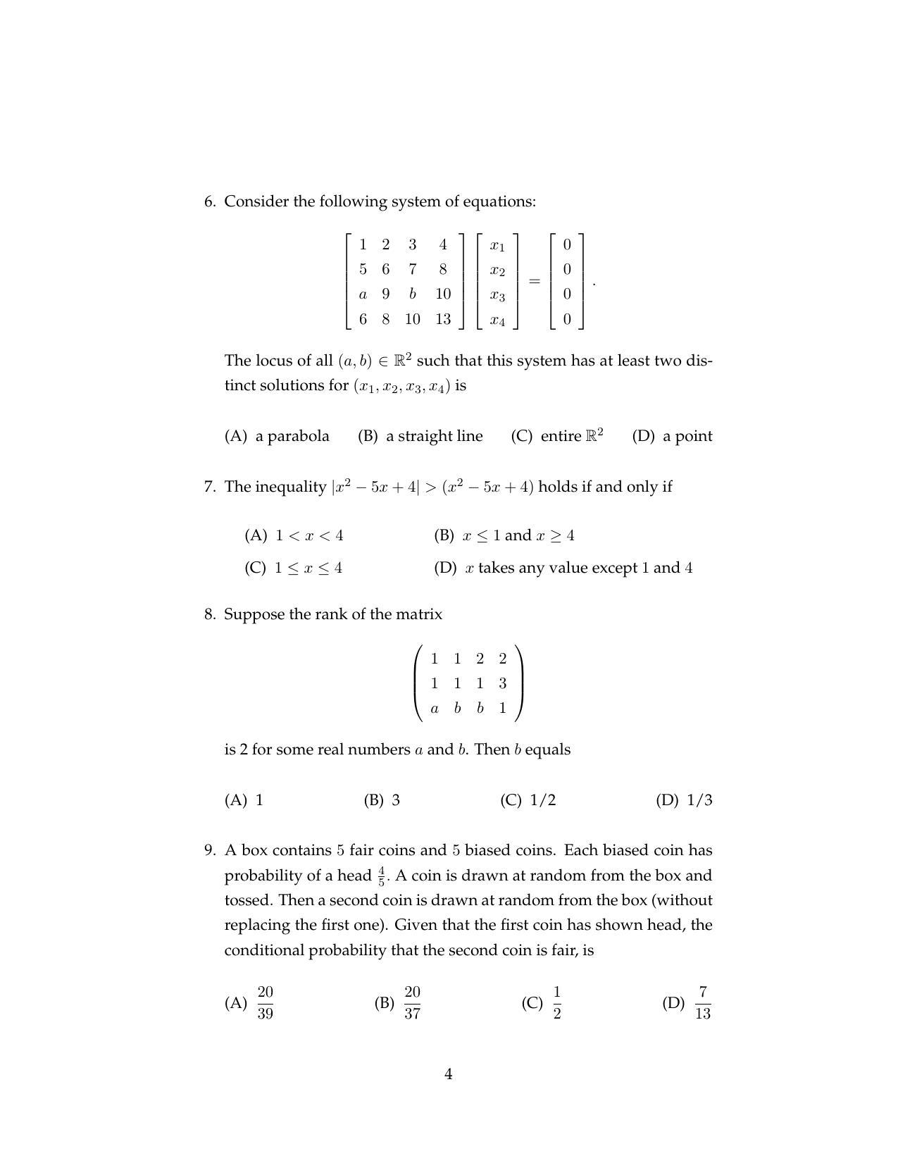 ISI Admission Test MMA (MCQ- Type) 2017 Sample Paper - Page 11
