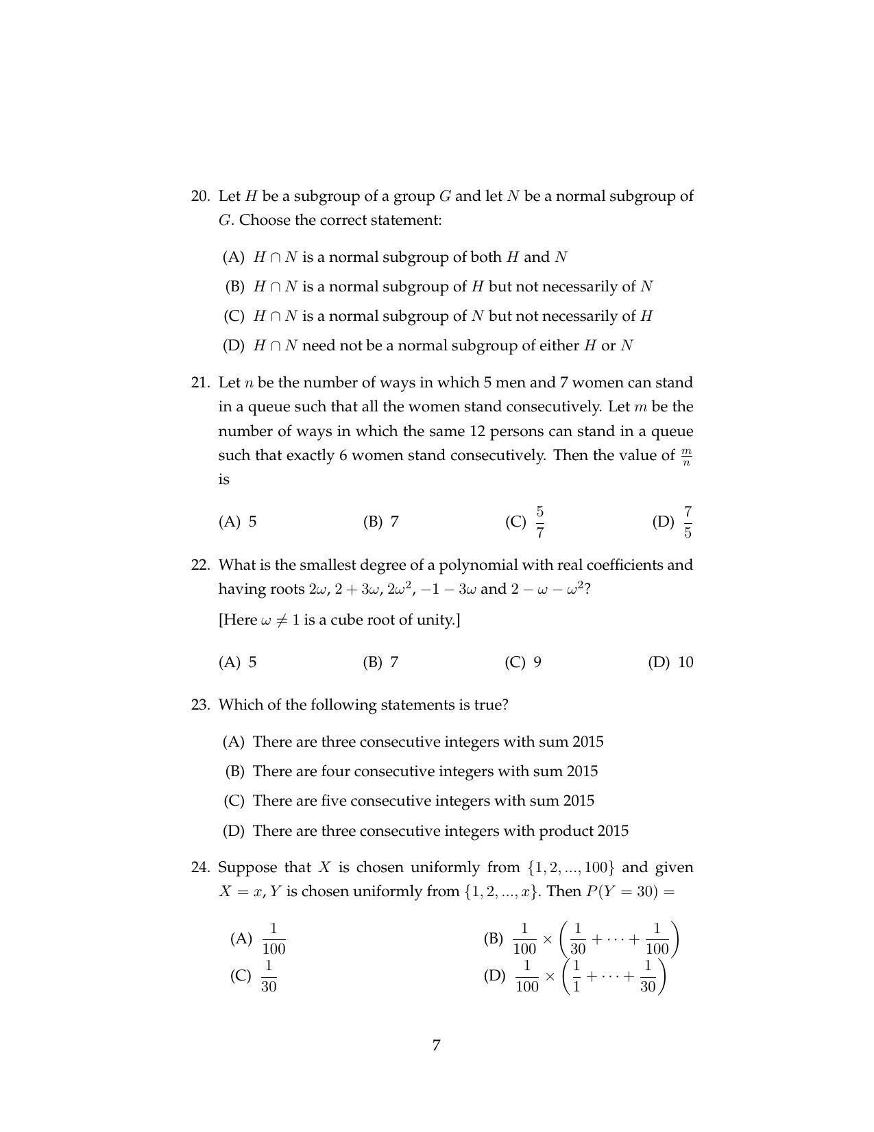 ISI Admission Test MMA (MCQ- Type) 2017 Sample Paper - Page 14