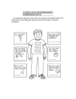 Worksheets for Class 2 EVS Assignment 41 Body Parts