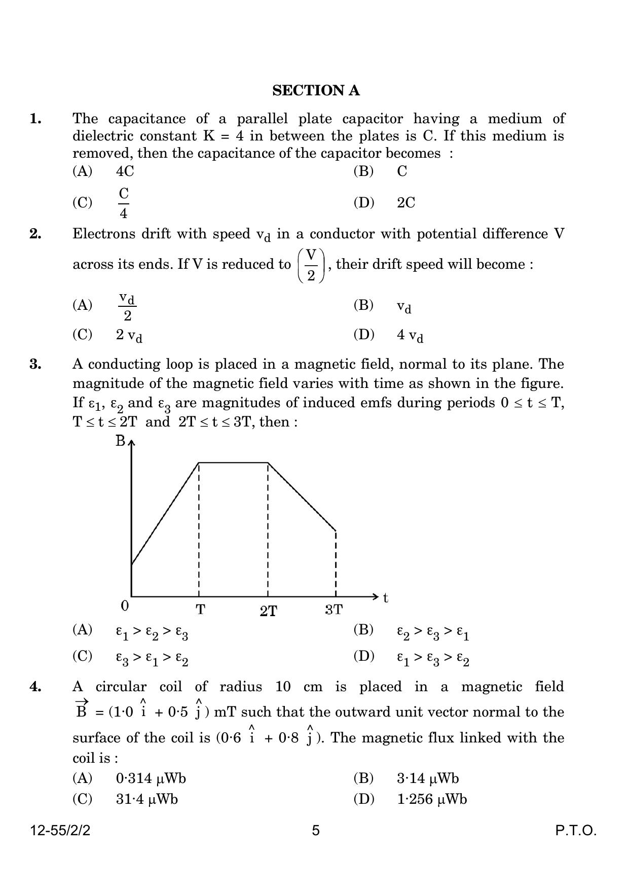 CBSE Class 12 55-2-2 Physics 2024 Question Paper - Page 5