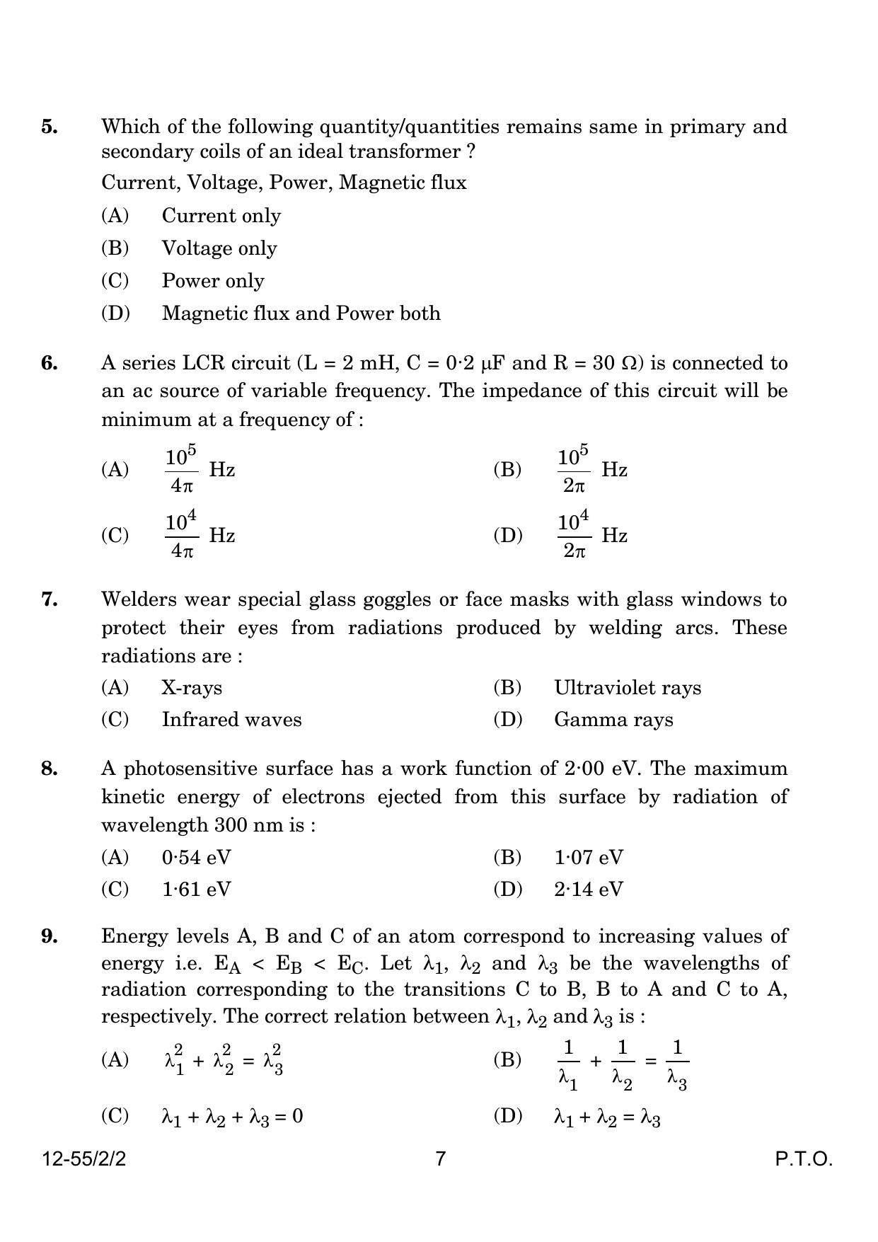 CBSE Class 12 55-2-2 Physics 2024 Question Paper - Page 7