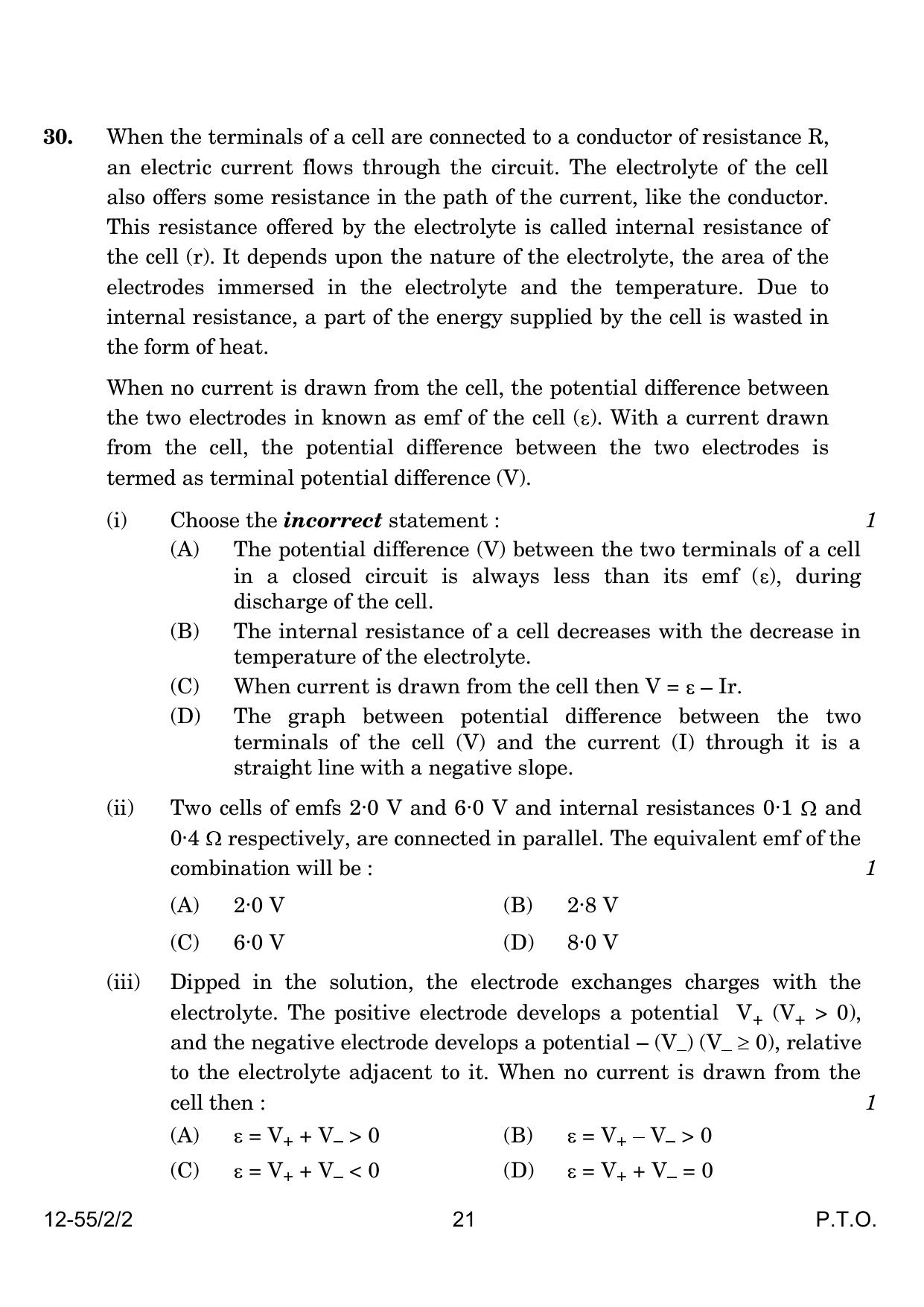 CBSE Class 12 55-2-2 Physics 2024 Question Paper - Page 21