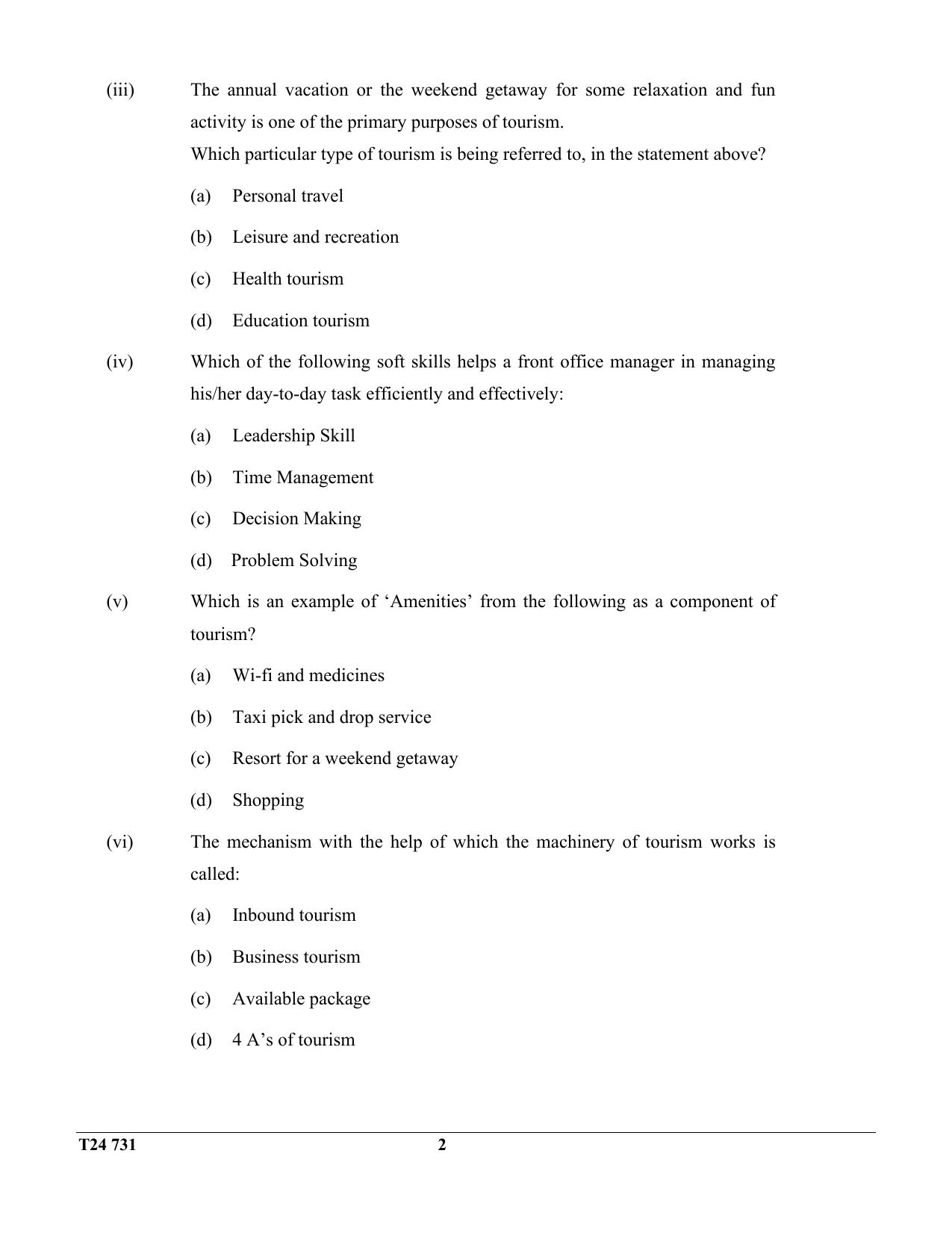 ICSE Class 10 Hospitality Management 2024 Question Paper - Page 2