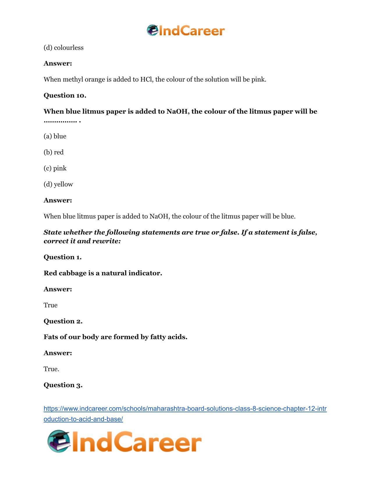 Maharashtra Board Solutions Class 8-Science: Chapter 12- Introduction to Acid and Base - Page 13