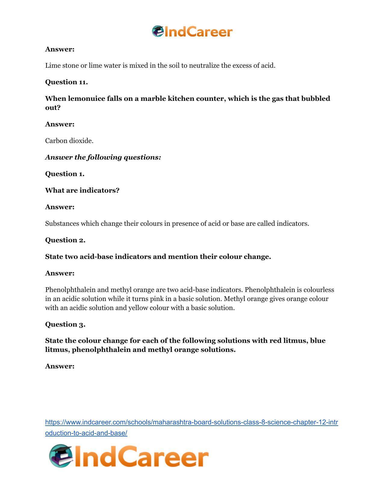 Maharashtra Board Solutions Class 8-Science: Chapter 12- Introduction to Acid and Base - Page 20
