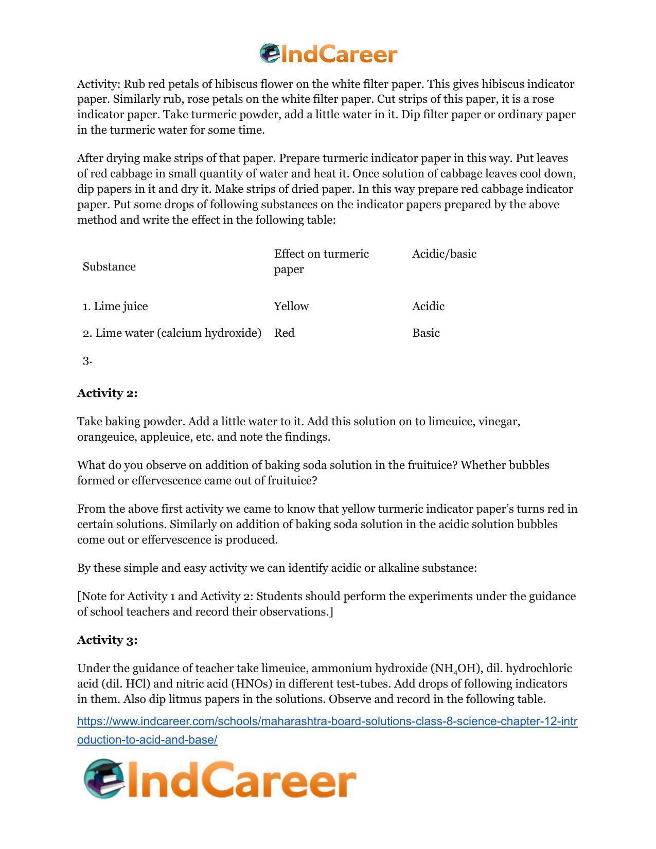 Maharashtra Board Solutions Class 8-Science: Chapter 12- Introduction to Acid and Base - Page 26