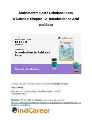 Maharashtra Board Solutions Class 8-Science: Chapter 12- Introduction to Acid and Base