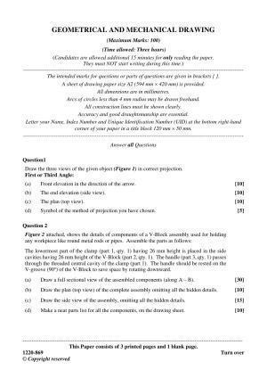 ISC Class 12 2020 Geom & Mech. Drawing Question Paper