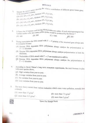 KCET 2023 Biology Set D-2 Question Paper