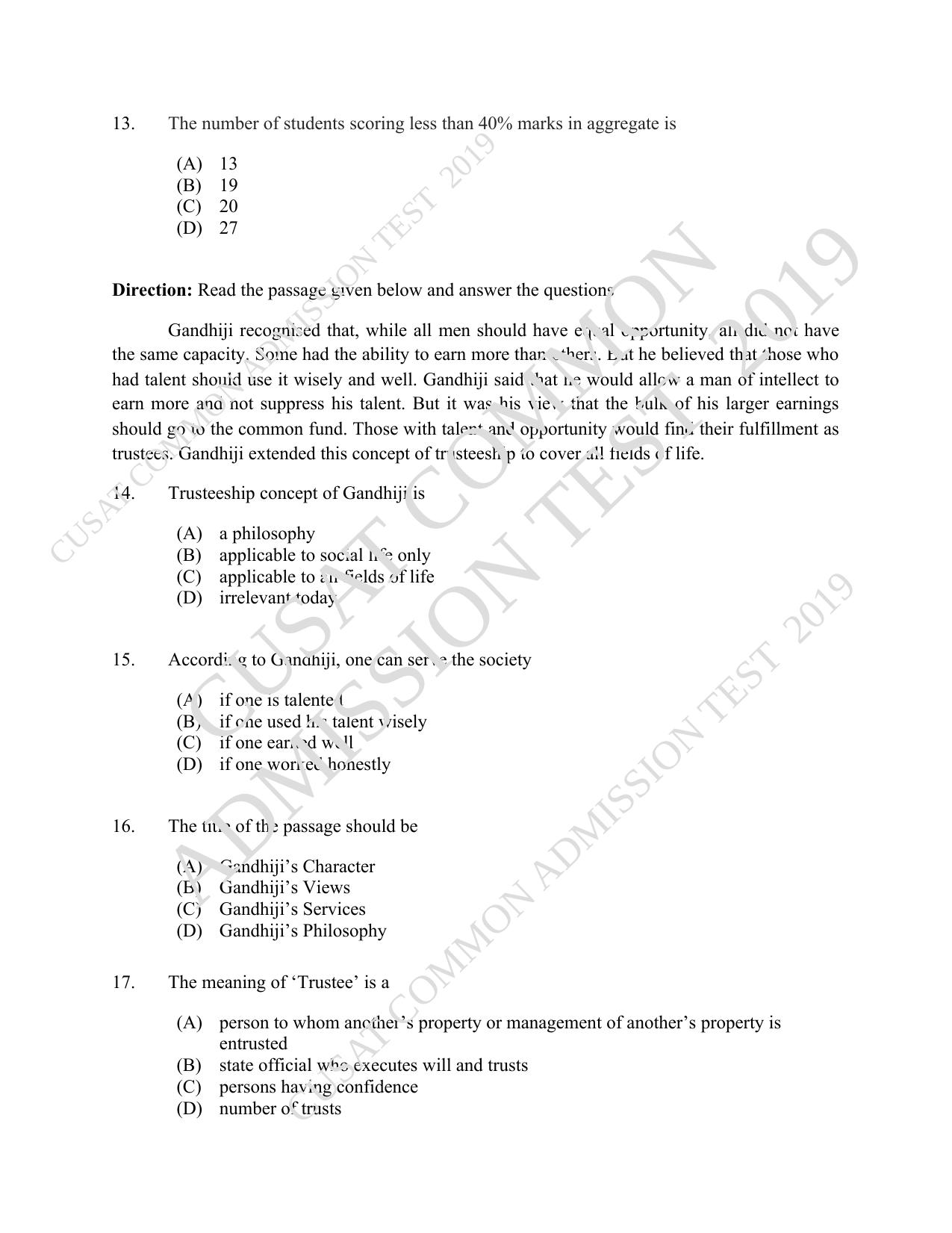 CUSAT CAT 2019 LLM Regp Question Paper With Answer Key - Page 4