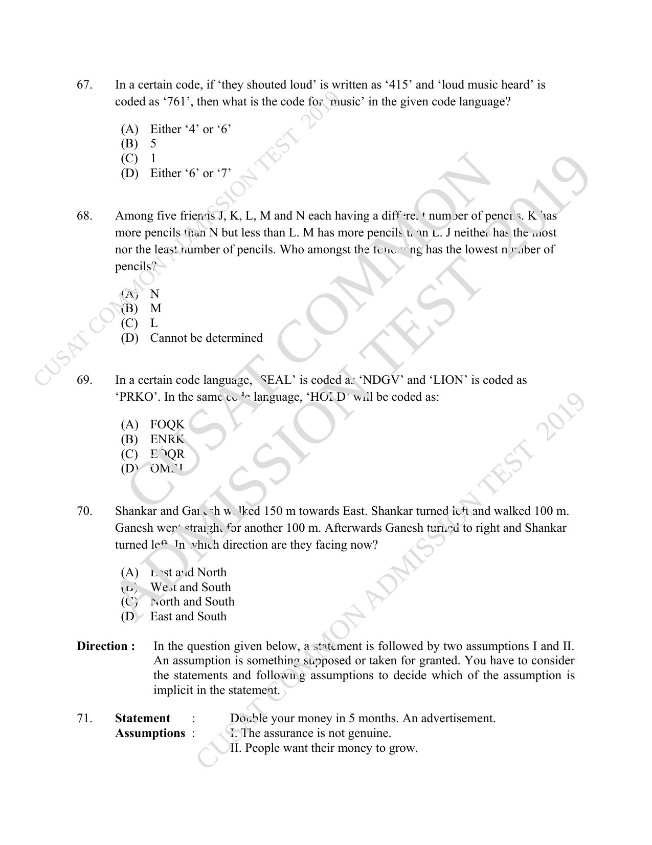 CUSAT CAT 2019 LLM Regp Question Paper With Answer Key - Page 15