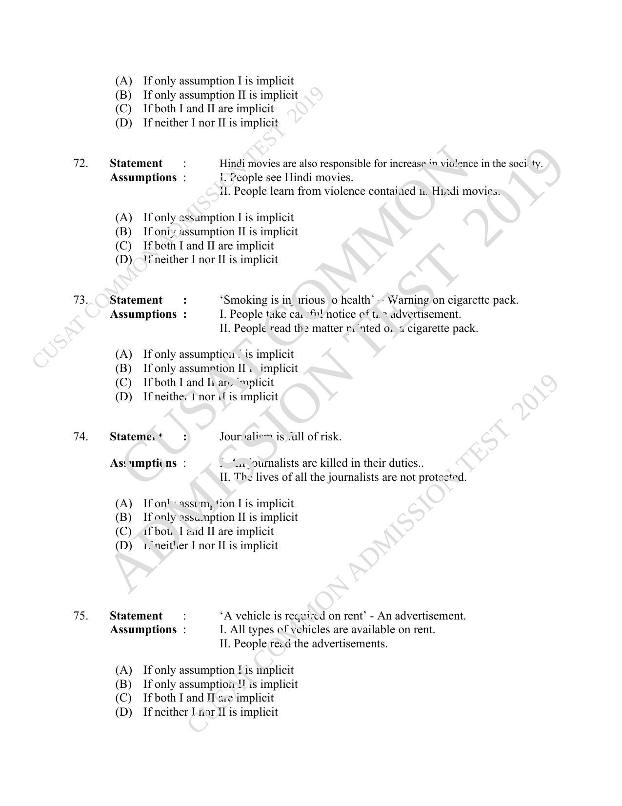 CUSAT CAT 2019 LLM Regp Question Paper With Answer Key - Page 16